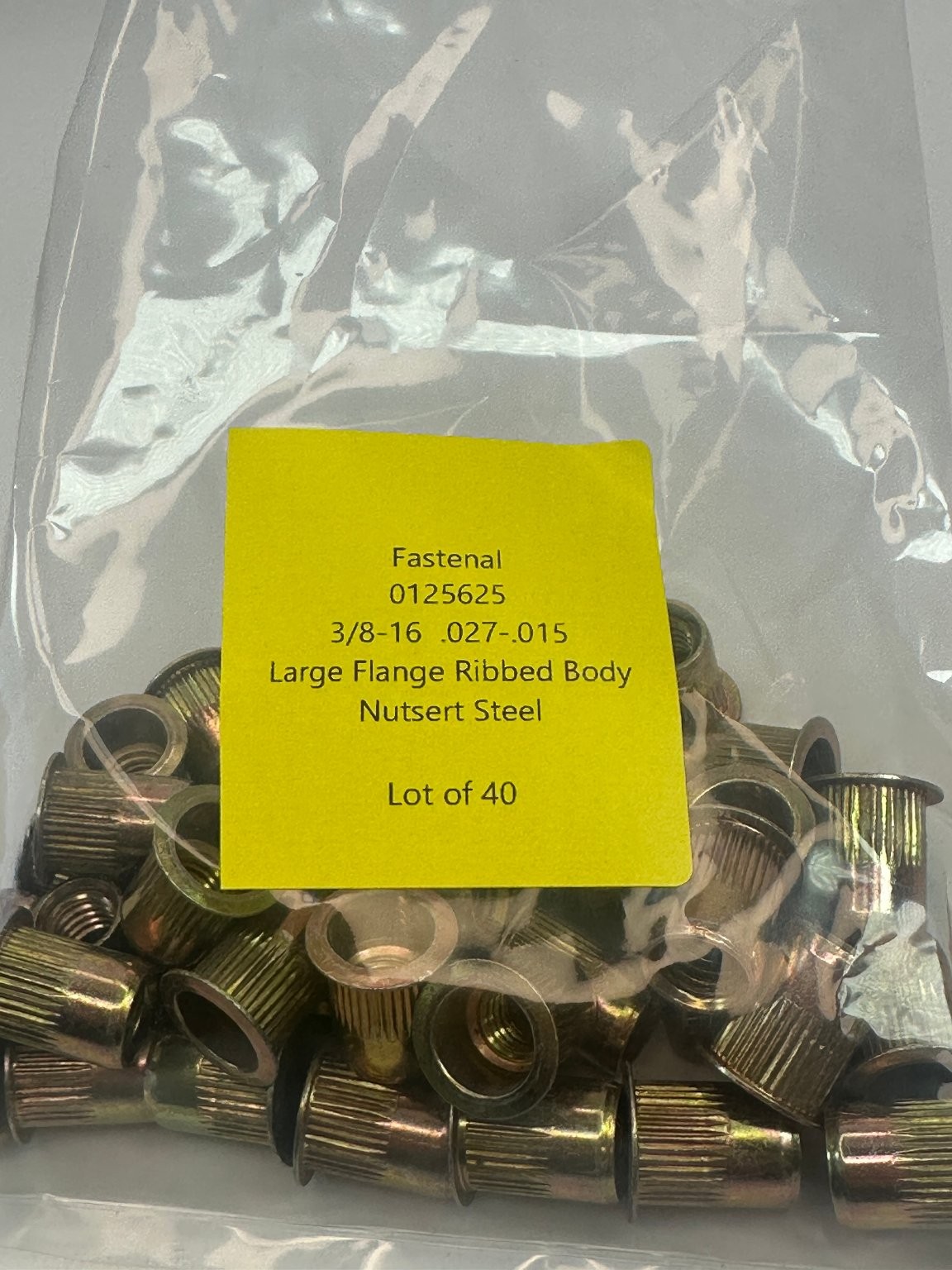 Fastenal Nutsert 3/8-16 Large Flange Ribbed Body (Lot of 40) Steel Rivet Nut