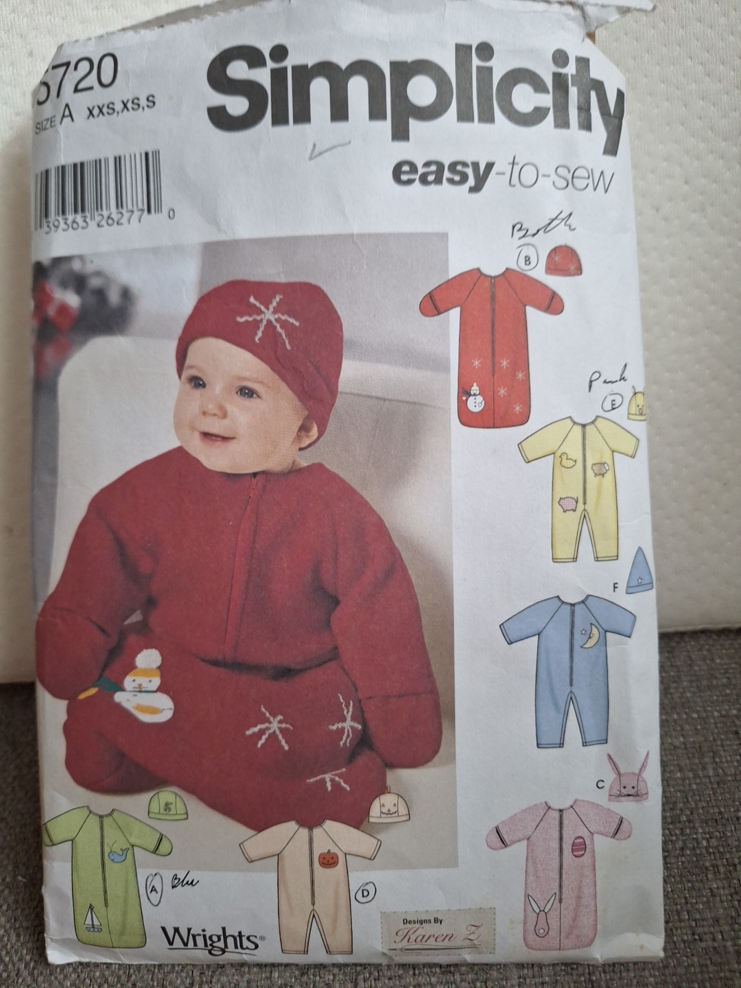 Simplicity Sewing Easy To Sew Bunting N Hat Patterns #5720  Apparel Craft