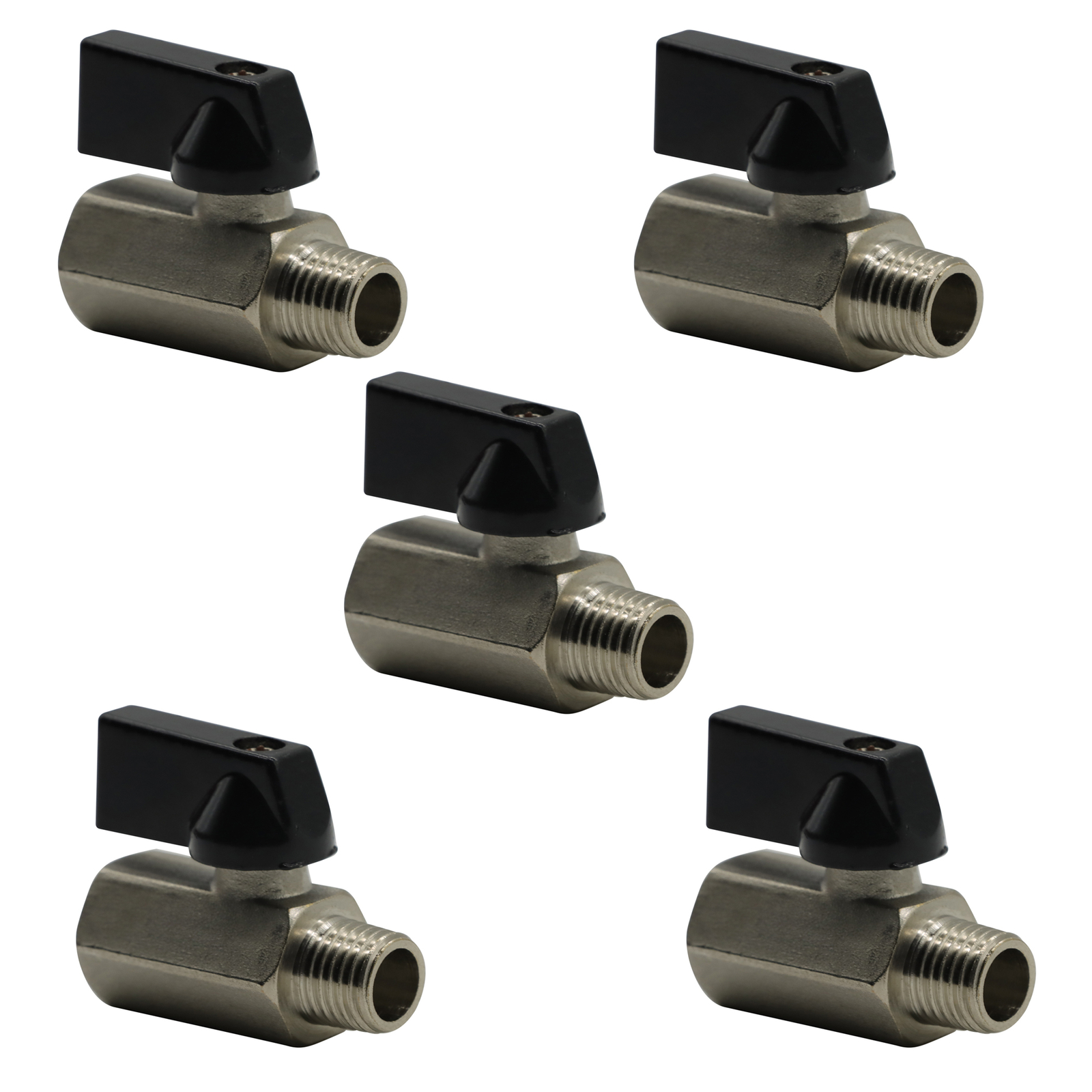 5 pk Mini 1/4" Male x Female NPT Brass Ball Shut Off Valve Water Air Fluid WOG
