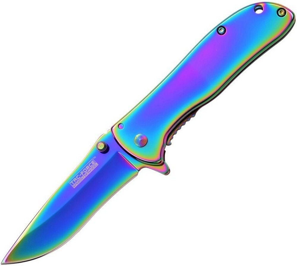 Tac Force Framelock A/O Rainbow Pocket Knife Stainless Steel Blade - TF-861RB