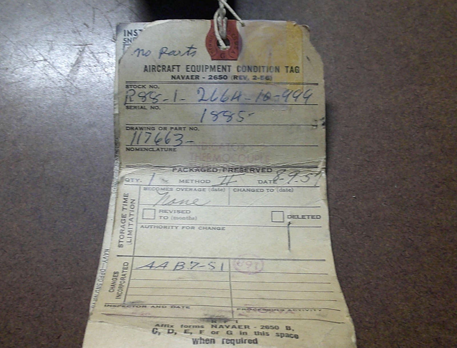 WESTON TEMPERATURE INDICATOR P/N 117663 AS REMOVED
