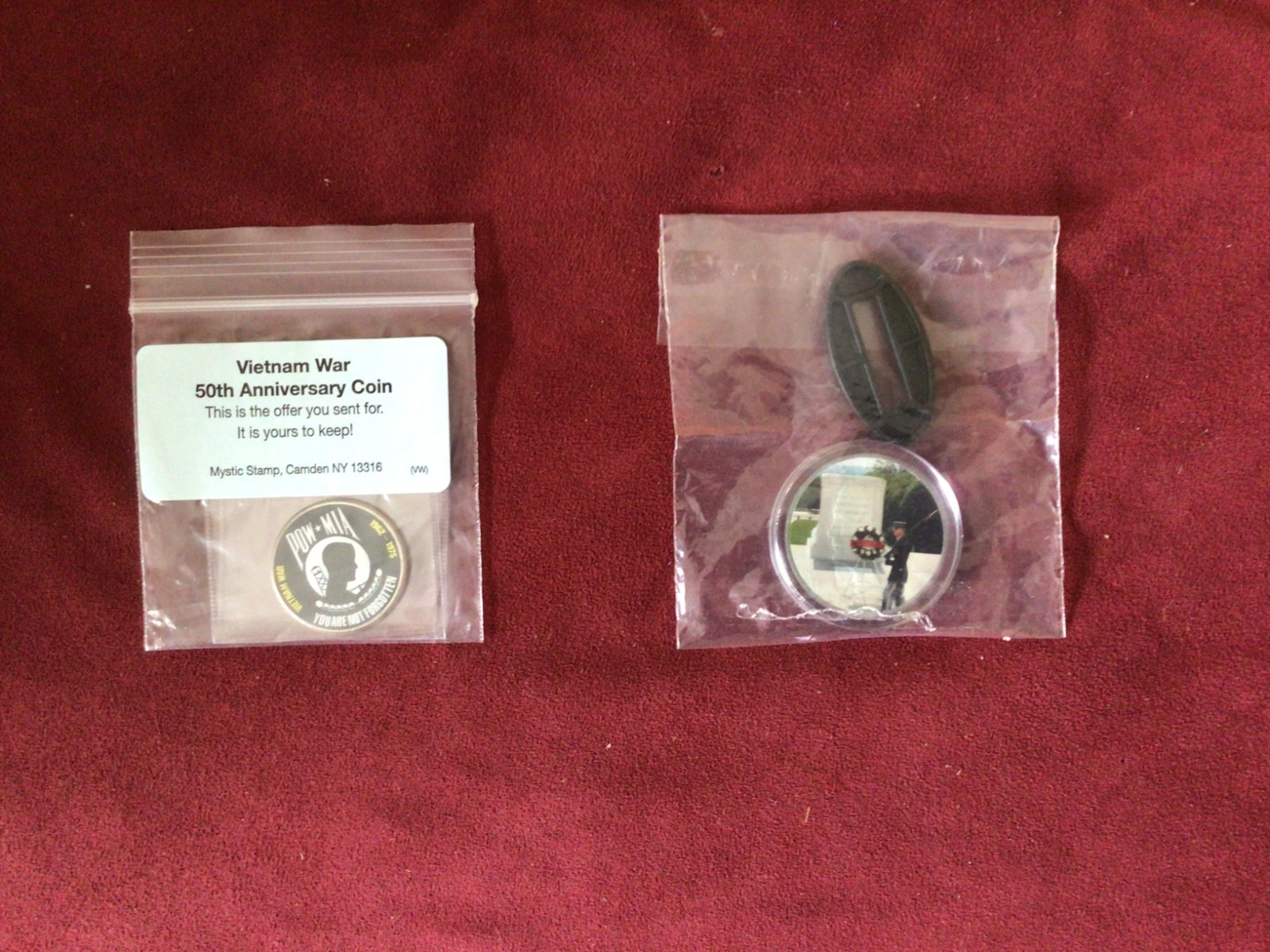 Lot of TWO.  A POW MIA Vietnam War 50c Comm. & Tomb of Uknown Soldier $1 Comm.