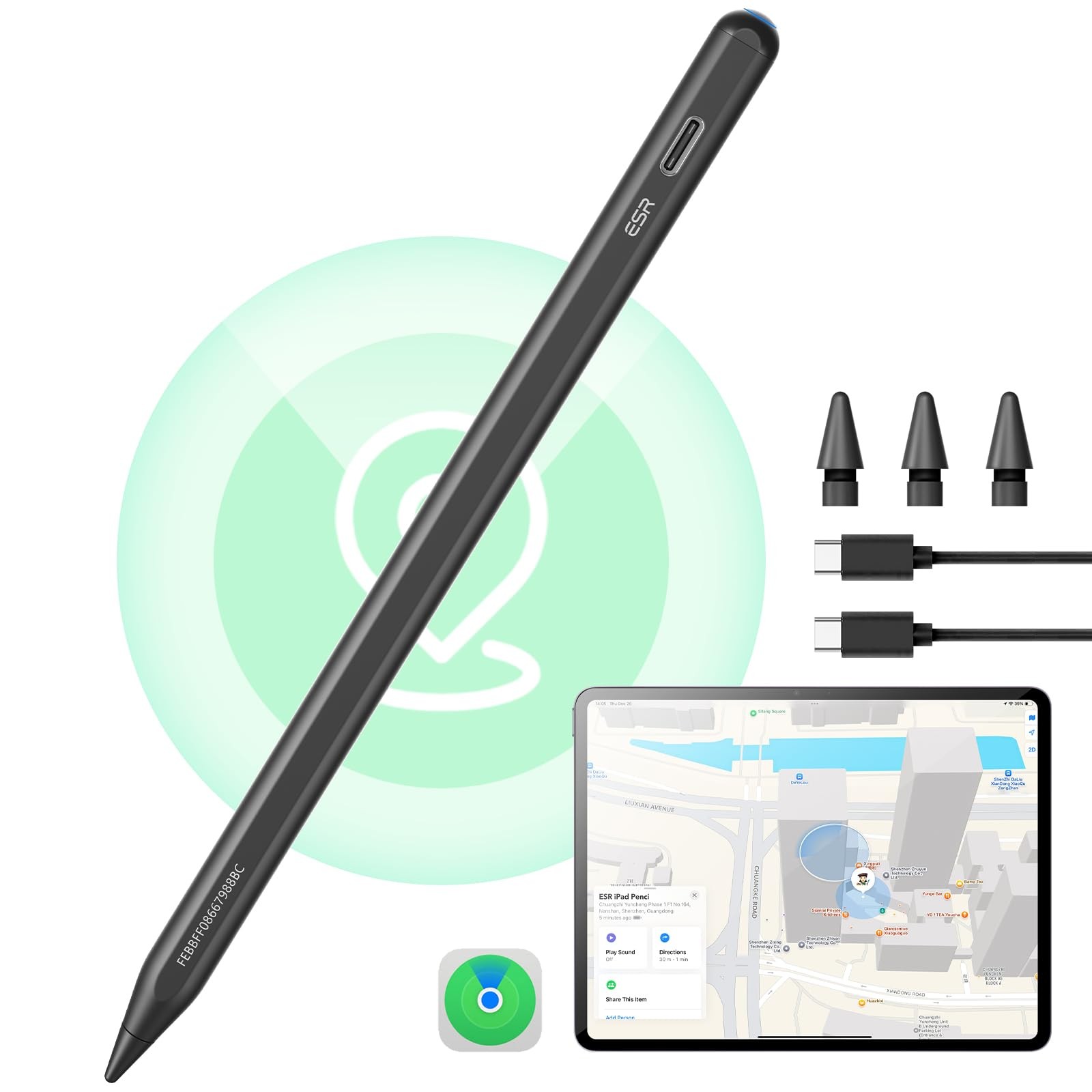 ESR Geo Digital iPad Pencil Findmy Compatible with Apple iPad 2018-2026