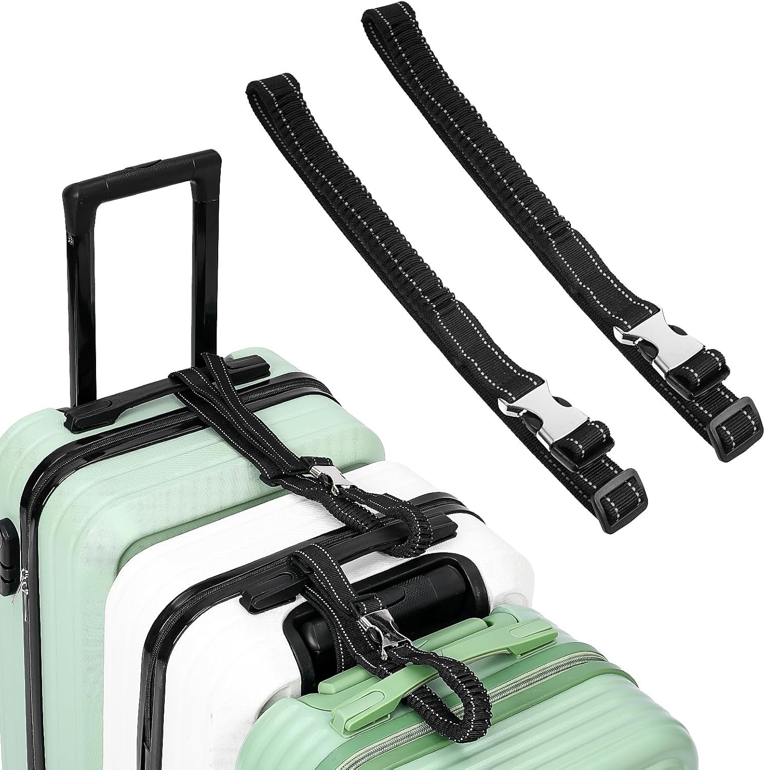 Luggage Connector Strap Set 2PCS Elastic Suitcase Belts with Metal Buckle New US