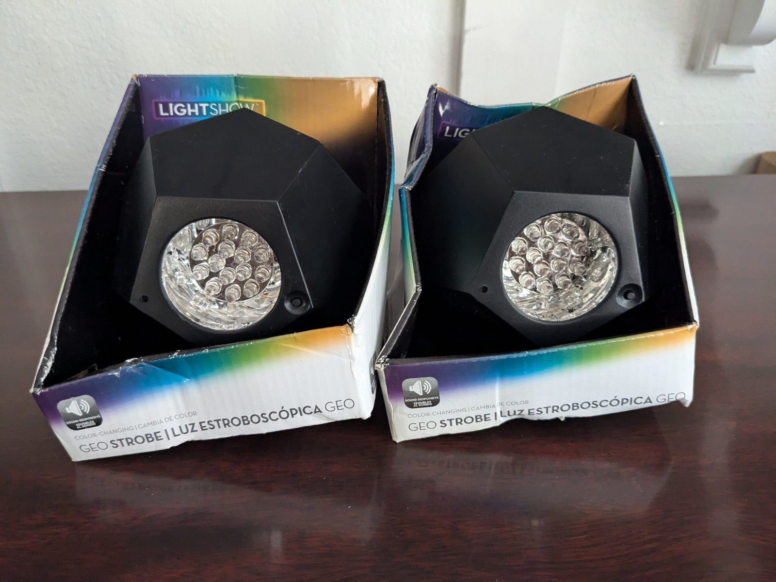 Geo Strobe LEDColor Changing Projection Sound Responsive- Quantity of 2