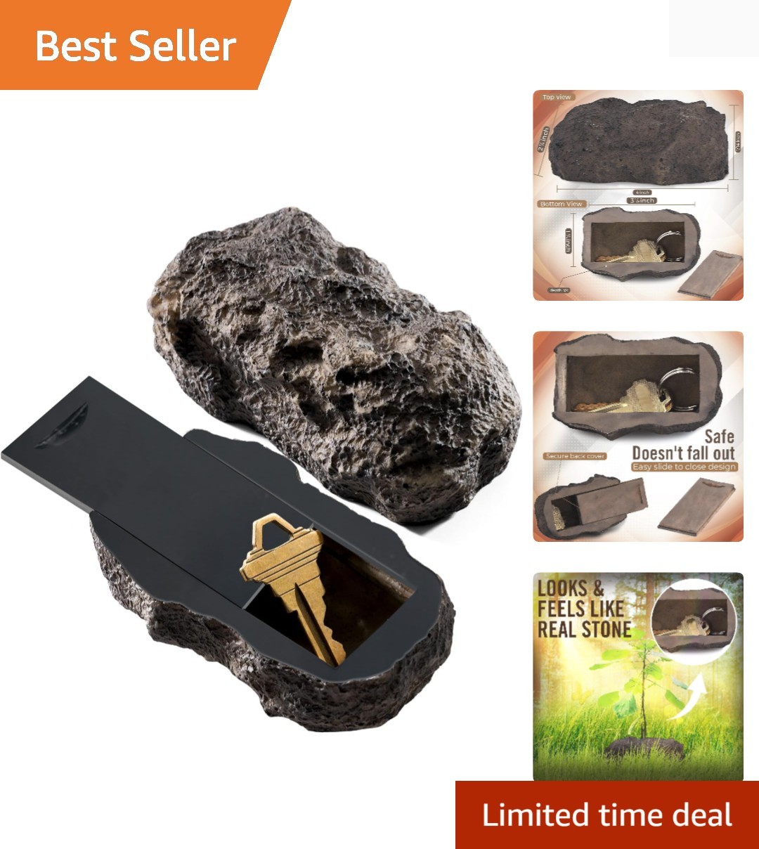 Outdoor Fake Rock Key Holder - 2 Pack Safe Storage for Spare Keys in Garden