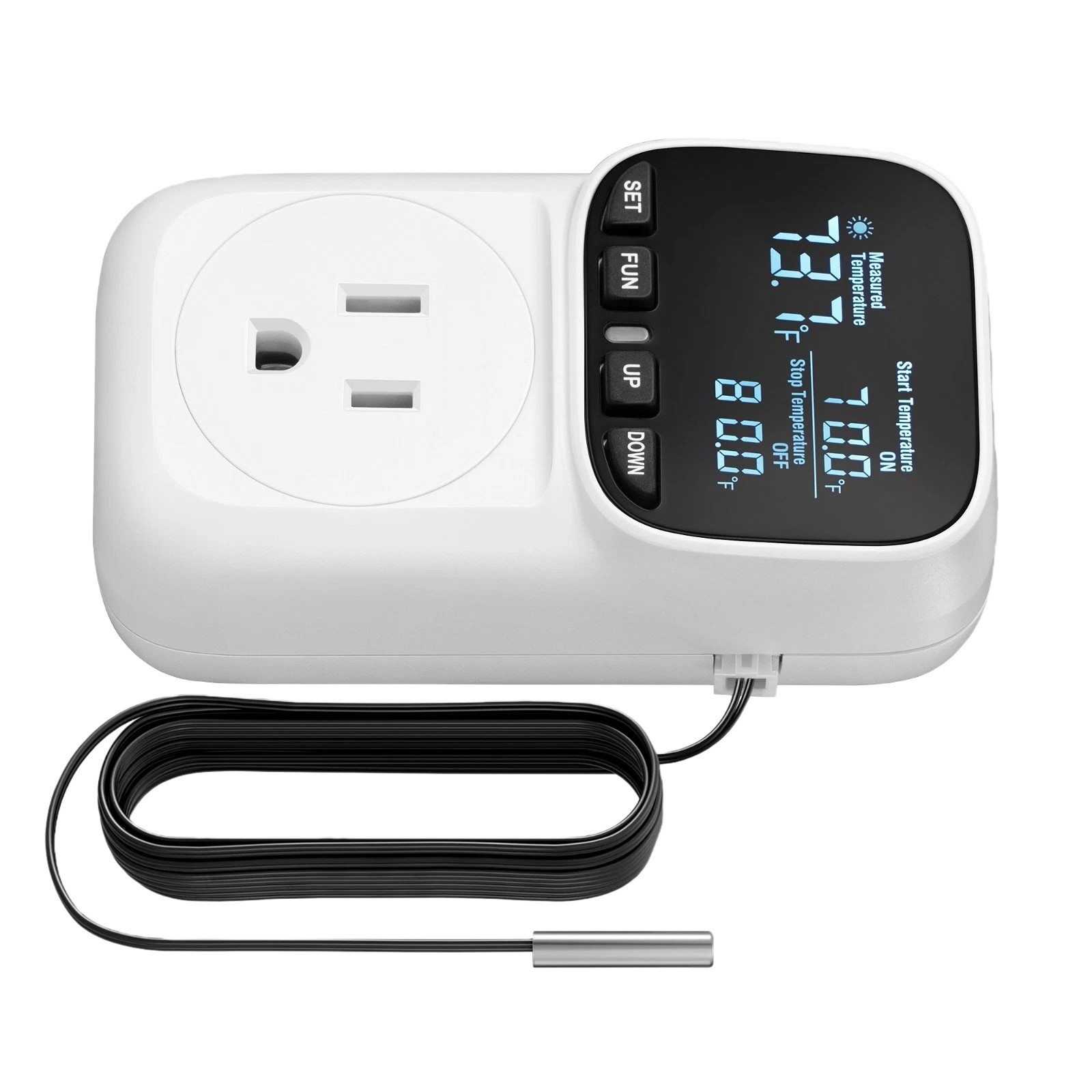 Digital Temperature Controller 16A Power Thermostat Outlet For Heating Cooling