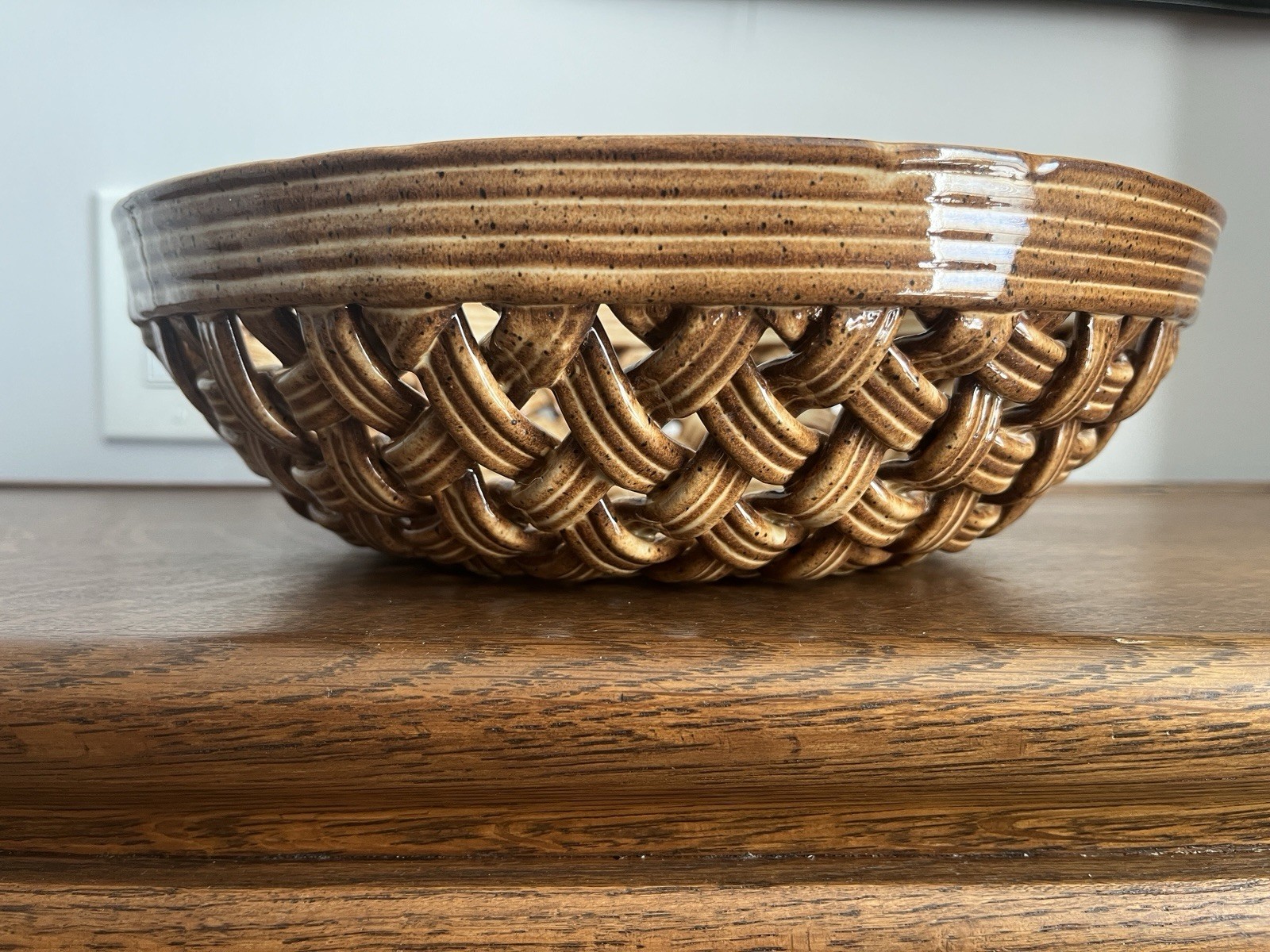 Vintage Ceramic Basket Bowl | Braided Ceramic...