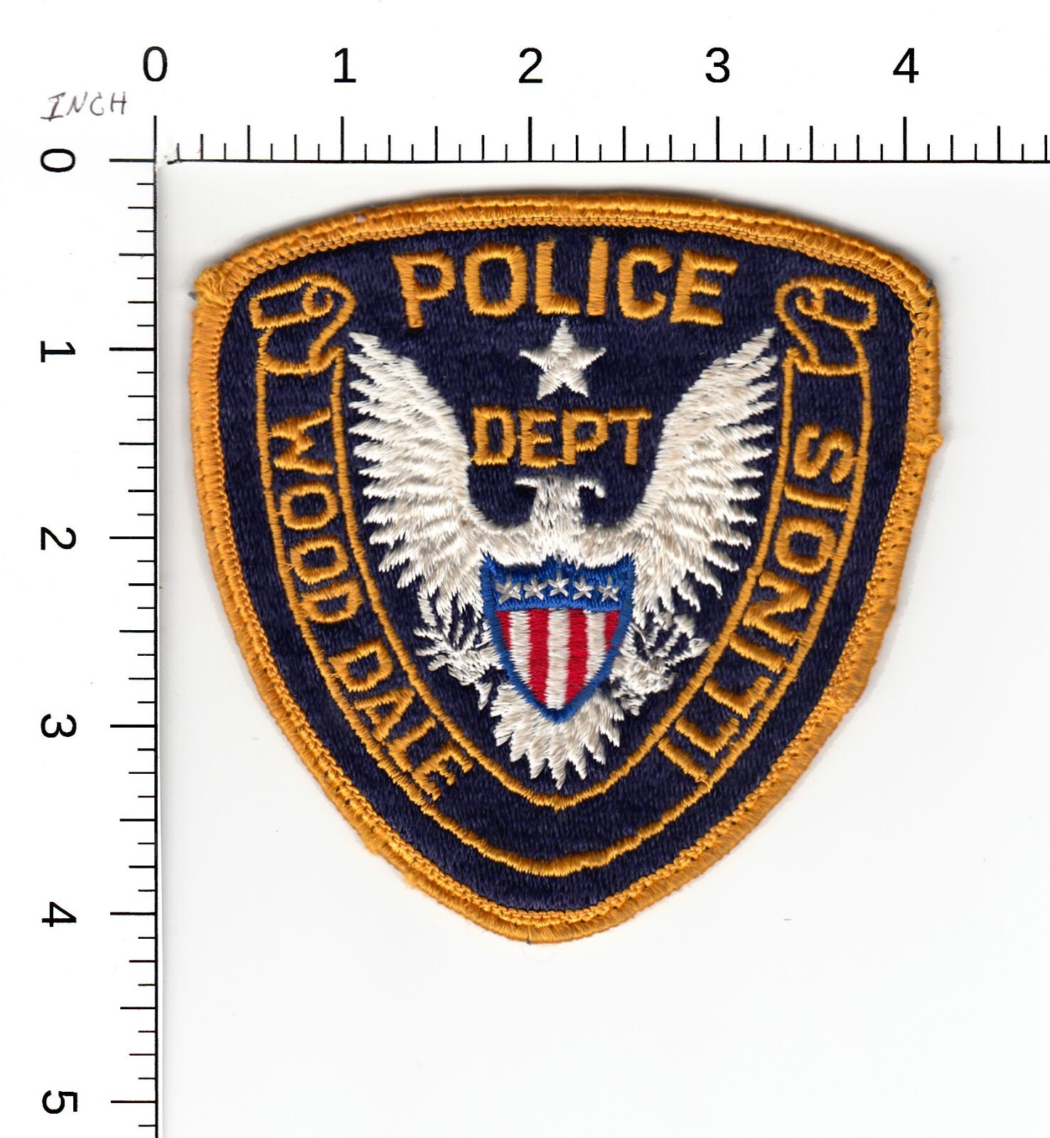 WOOD DALE FIRST ISSUE? (NOTE SCROLL ENDS DIFF) ILLINOIS POLICE COLLECTIBLE PATCH