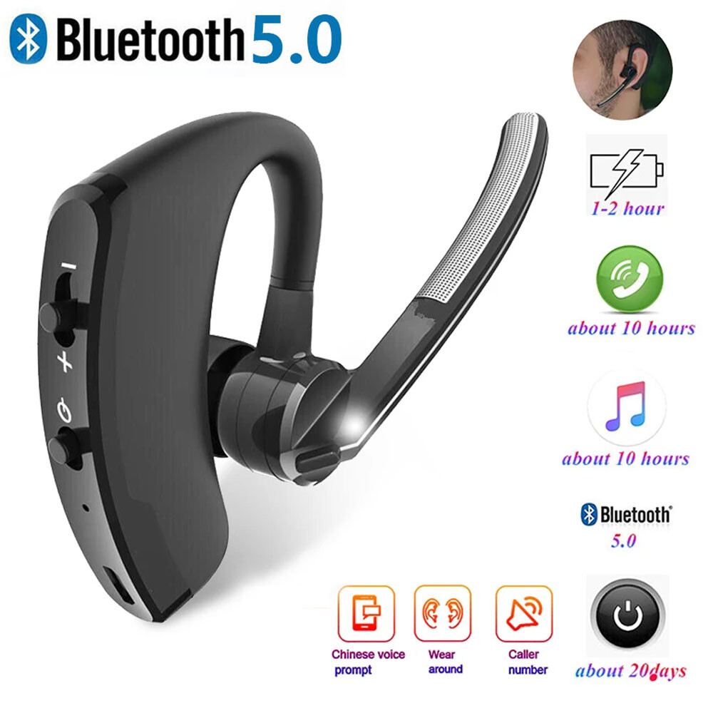 Bluetooth Earpiece Wireless Headset Noise Cancelling Headphones Driver Trucker