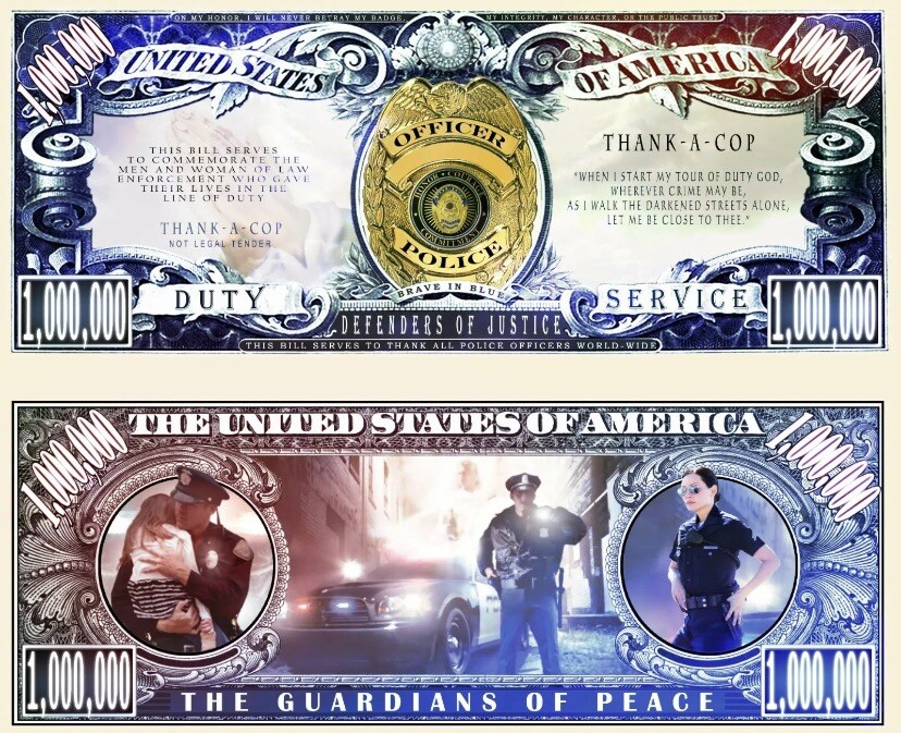 10 Pack Support Law Enforcement 1 Million Dollar Bills Police Officer Cop Money