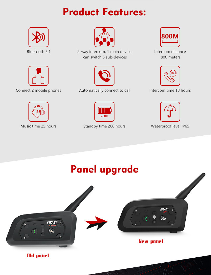 Referee Communication Headset Motorcycle Bluetooth Intercom Interphone V6C