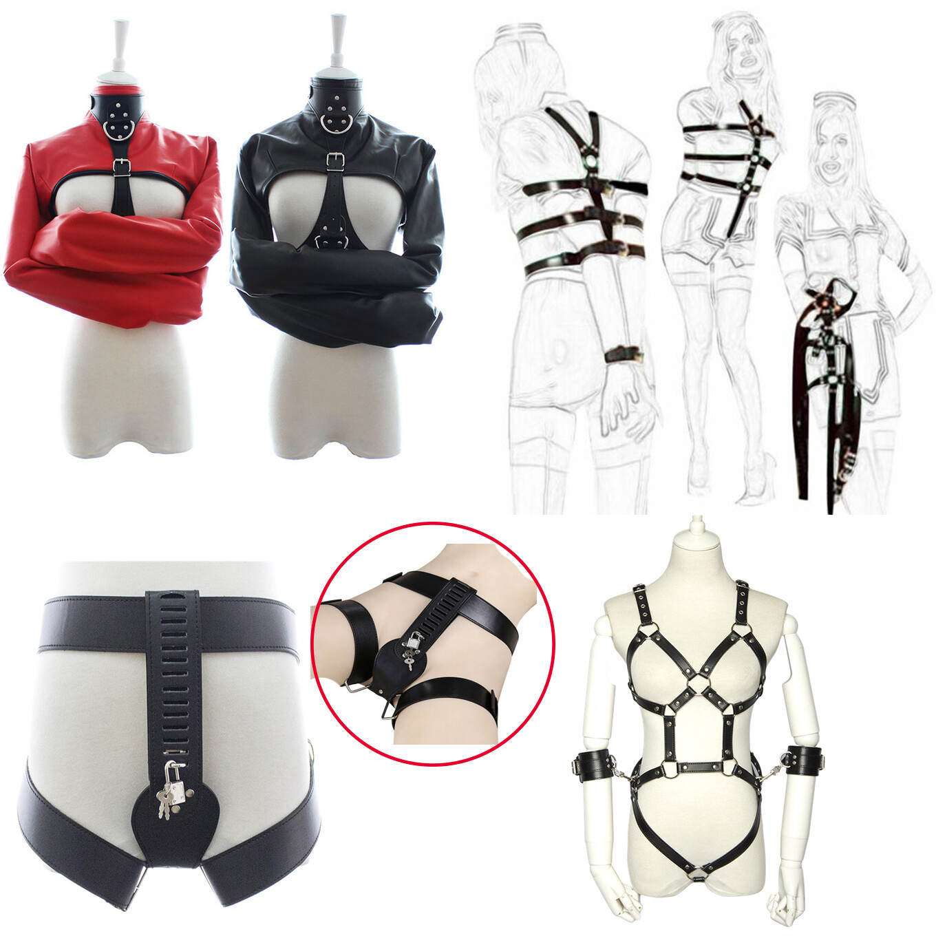 Body Harness Straps Straight Jacket Clubwear Arm Binder Chastity Panty Bondage