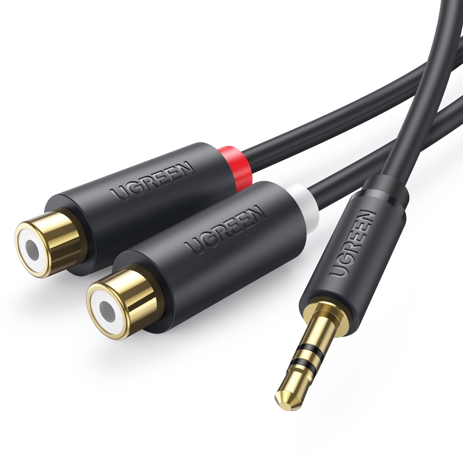 UGREEN 3.5mm Male to 2 RCA Female Jack Stereo Audio Cable Y 20CM, Gray