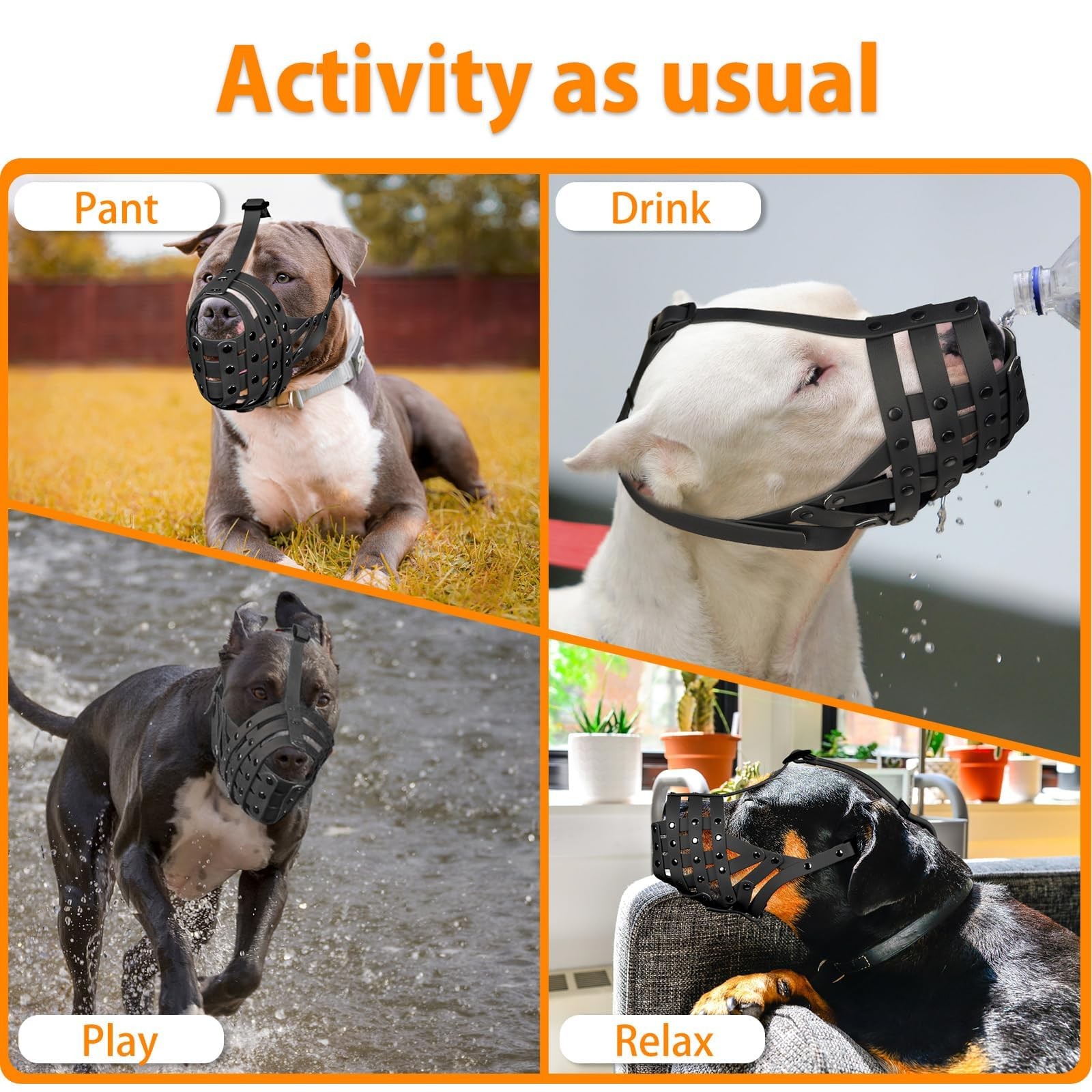 Pitbull Muzzle for Large Medium Sized Dogs to Prevent Biting Scavenging, Bask...