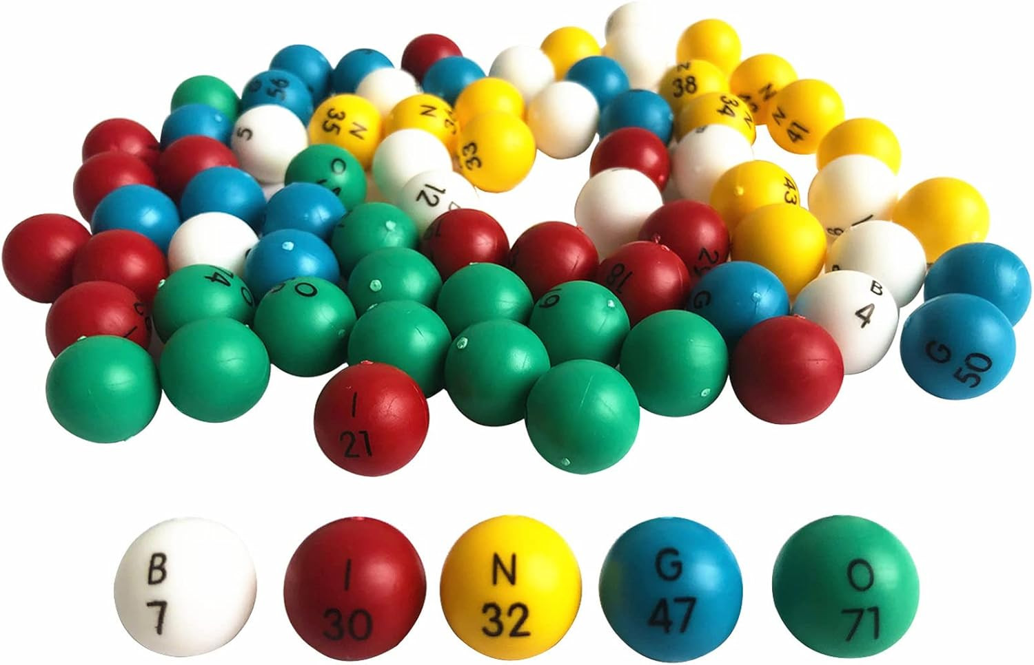 Bingo Balls Replacement Set 75 Color Coded Balls Fit 6 Inch Bingo Cage 3/5"
