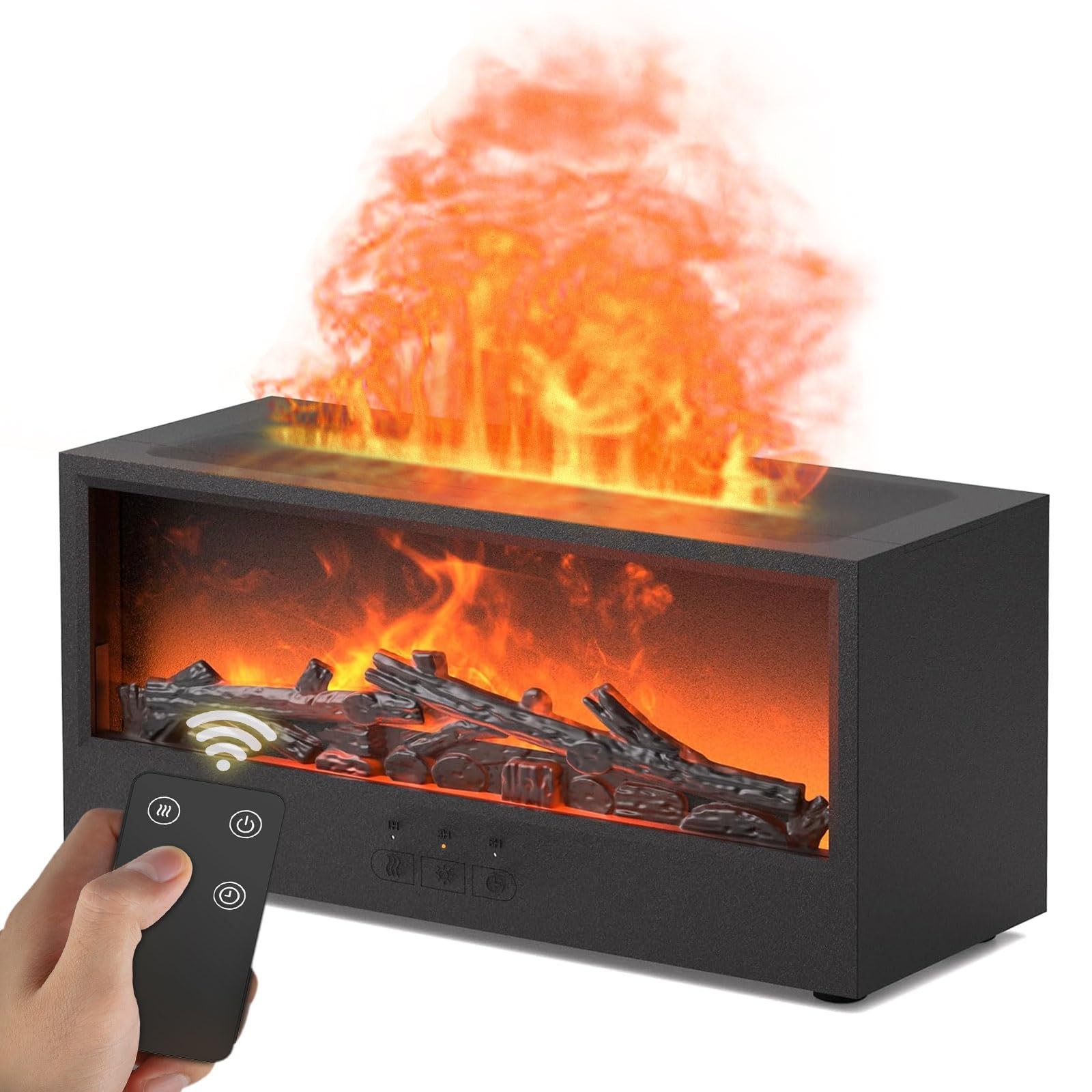 Omnexa Fireplace Flame Diffuser Air Humidifier, Essential Oil Medium, Black