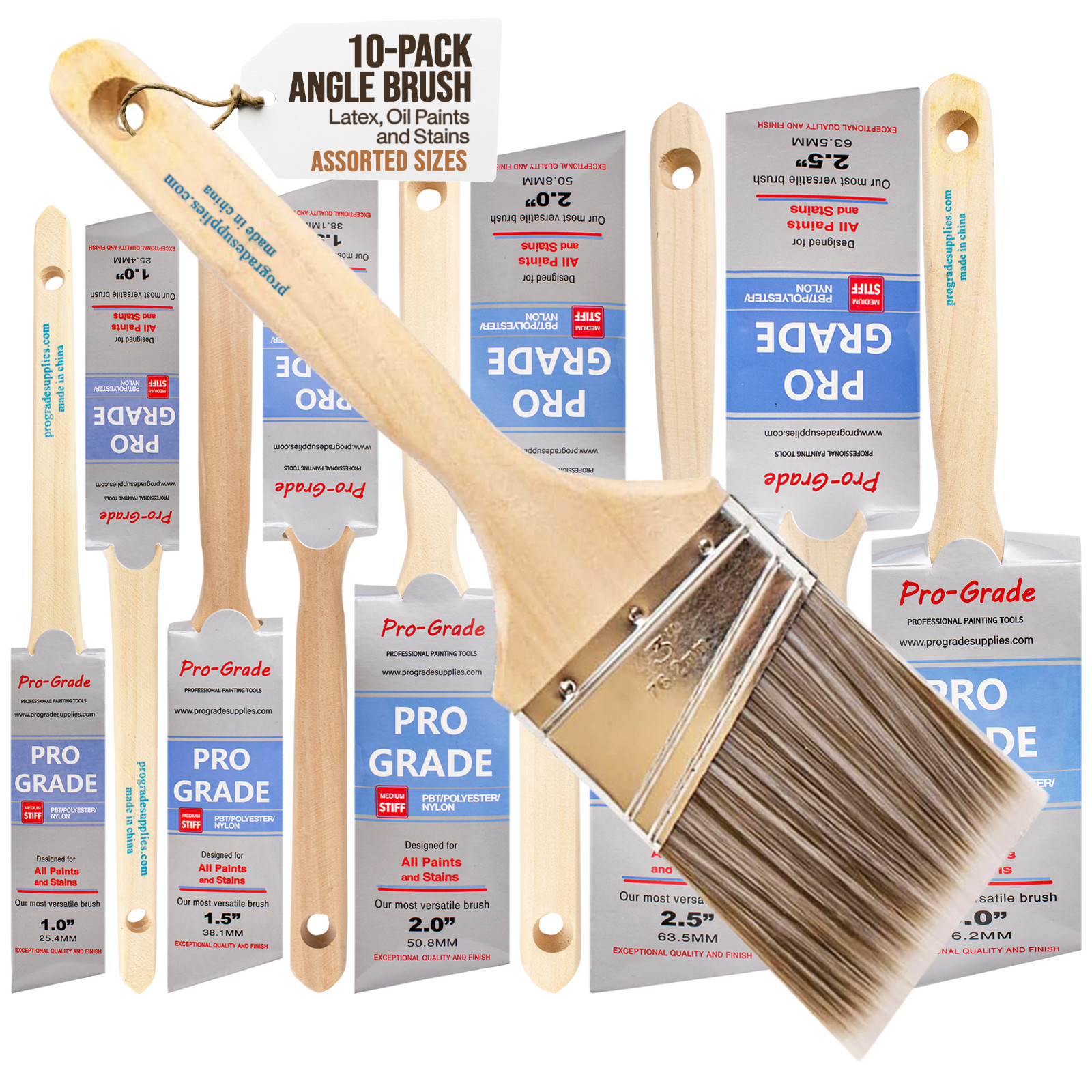 10PK Angle House Wall,Trim Paint Brush Set Home Exterior or Interior Brushes