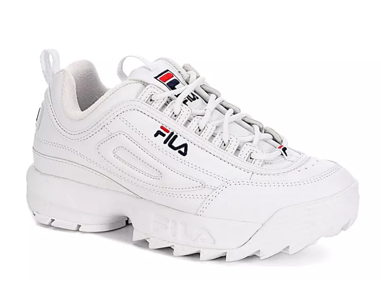 FILA  DISRUPTOR II SNEAKER  WHITE/PCT/VRED FW02945-111 FASHION BIG KIDS SNEAKER