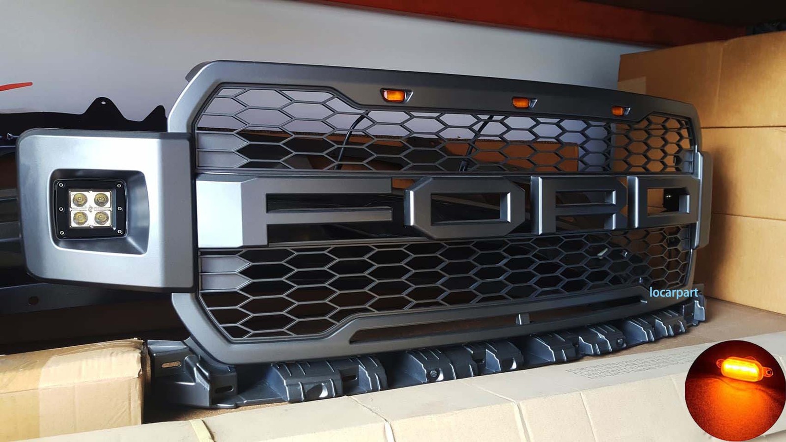 For Ford F150 Grill 2018 2019 2020 Raptor Style Front Grille W/LED Matte Black