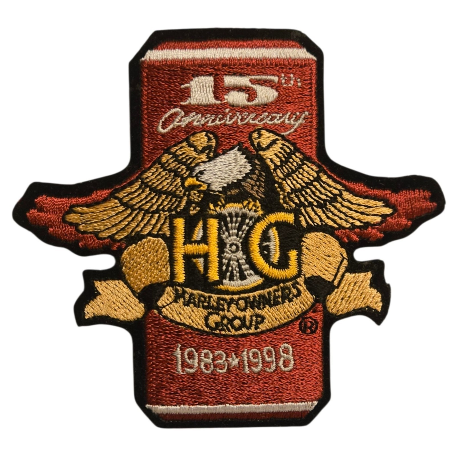 Harley Davidson Hog Owners Group 15th Anniversary Patch 1983 to 1998 Vintage