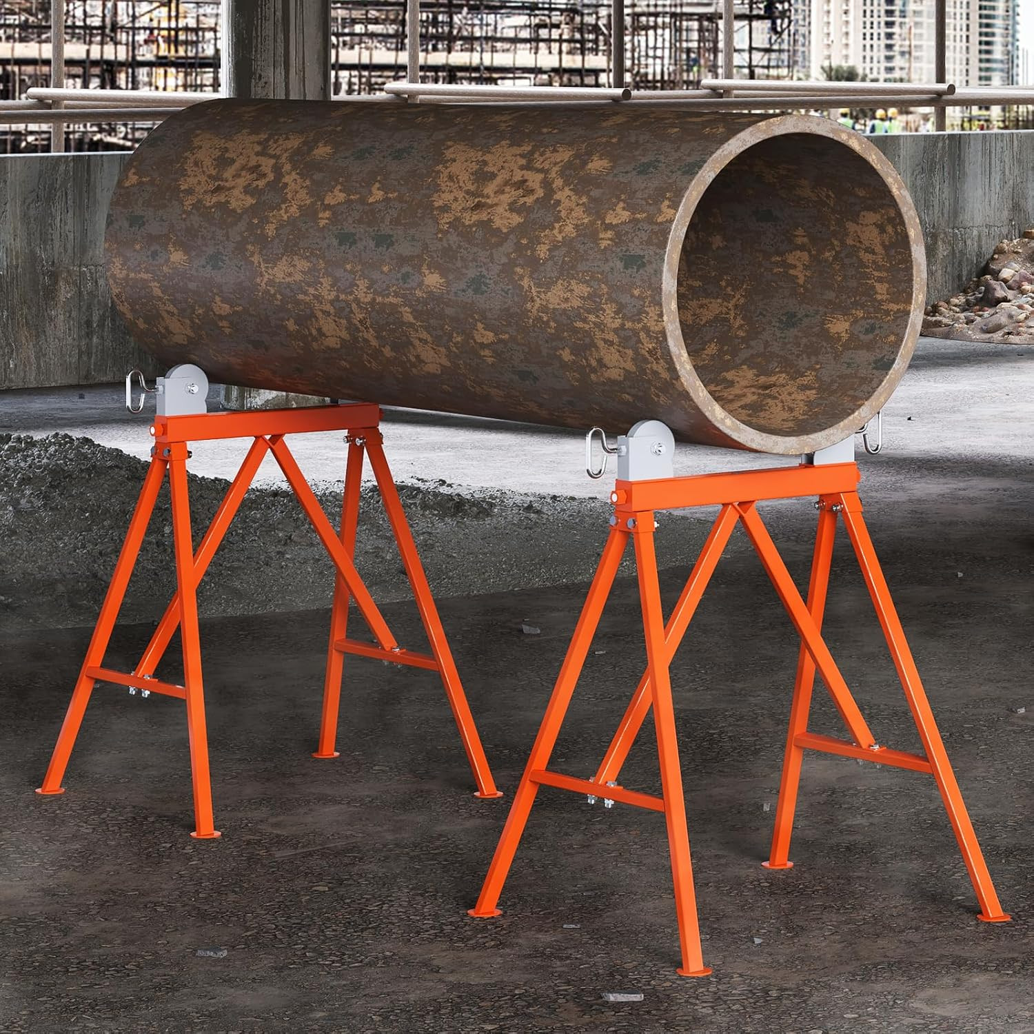Pipe Stand with Roller Head, Heavy Duty 2500 LBS Load Capacity, Suitable for 2-3