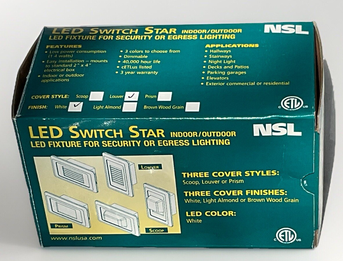 NSL 1.4 Watt LED-SW-L-WH Switch Star Step Light Louver Cover 3500K WET LOCATIONS