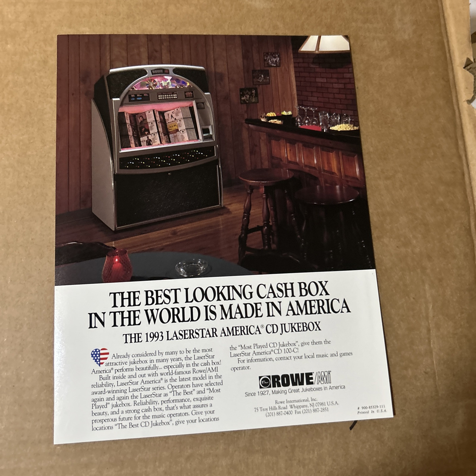 Old Stock Original Factory 11-8"Rowe 1993 Cd Laser Star Jukebox FLYER