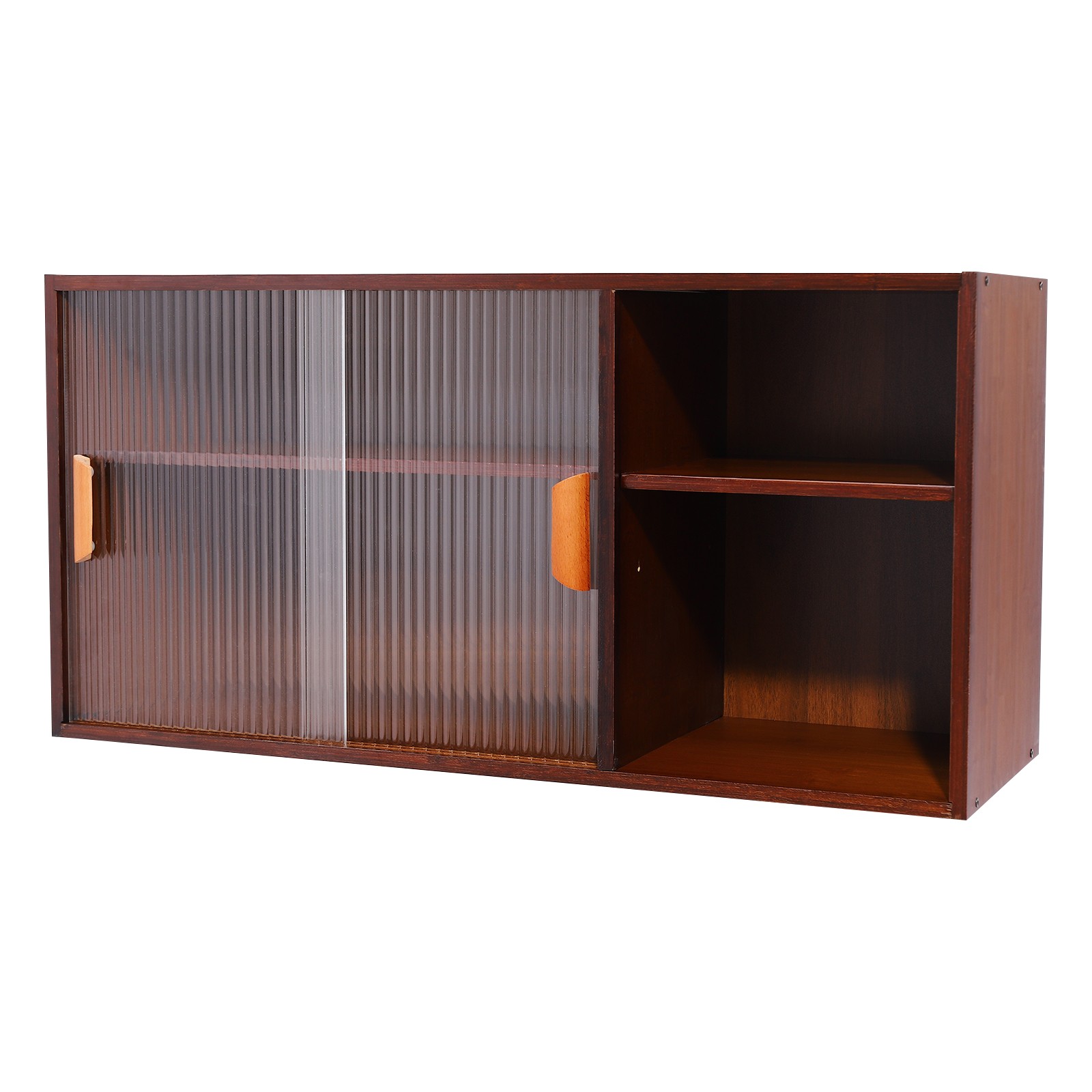 2 Tier Modern Walnut Cupboard, Plate/Cup Storage Cabinet, Kitchen Pantry Cabinet