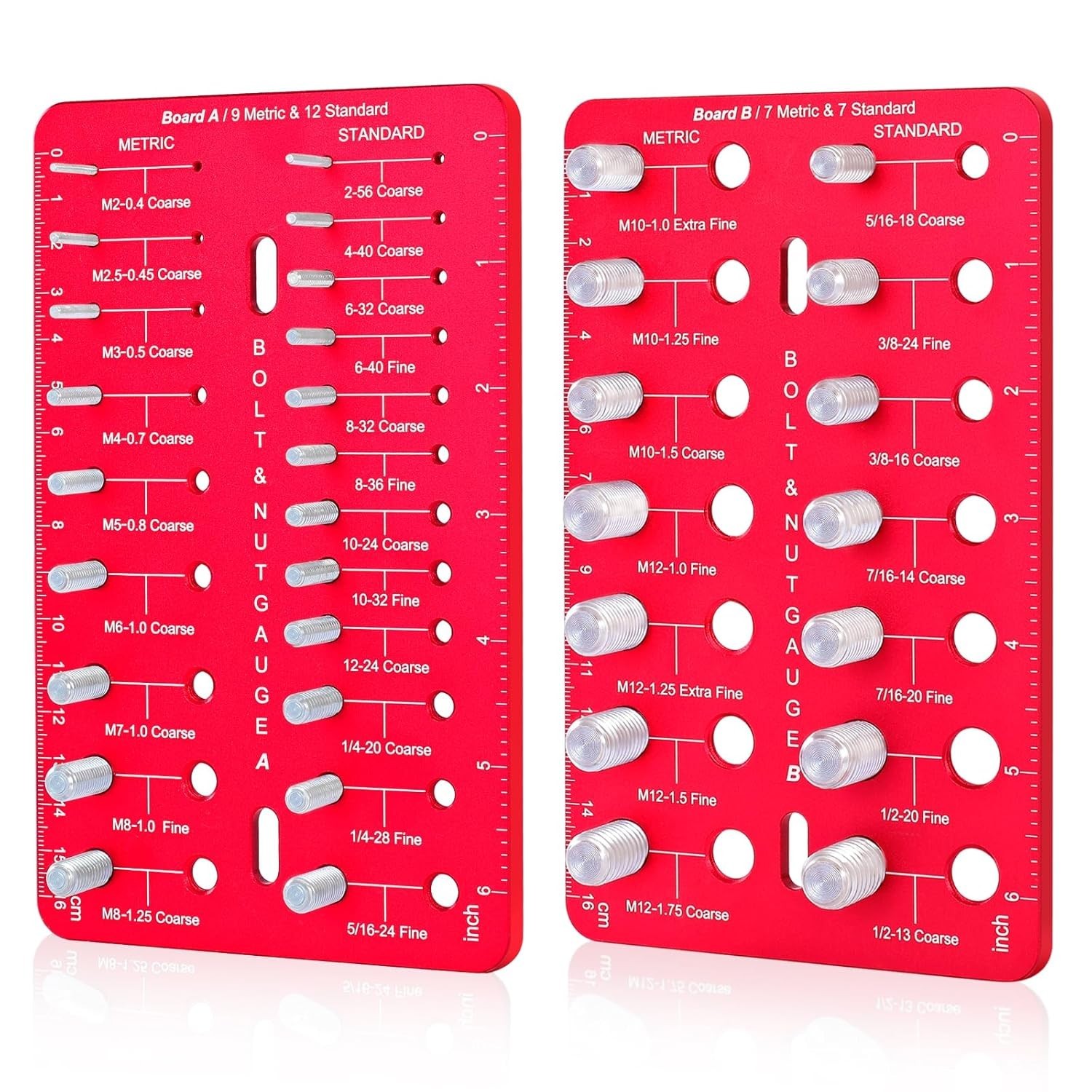 Thread Checker, Nut and Bolt Thread Checker with 19 Standard and 16 Metric Sizes