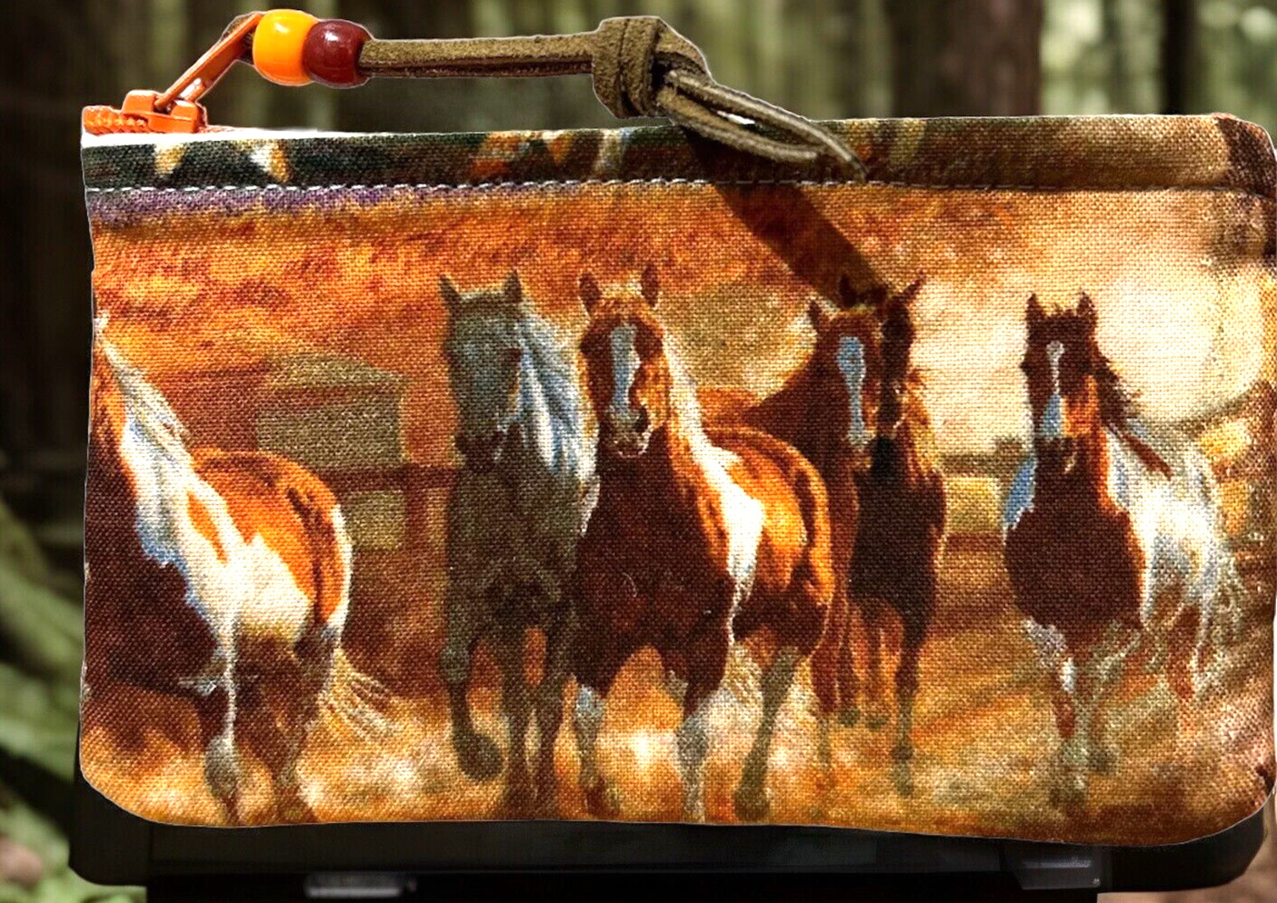 Zipper Pouch HORSE EQUINE EQUESTRIAN  COWGIRL coin GIFT BAG HANDMADE