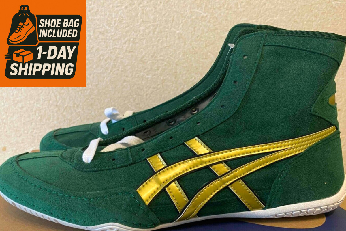 [Shoe bag]  Asics Wrestling Shoes EX-EO 1083A001 Green x gold x black