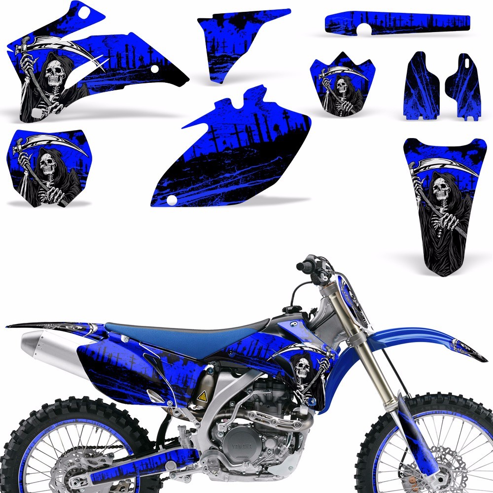 Graphic Kit Yamaha YZ250F YZ450F MX Dirt Bike w/ Backgrounds 2006-2009 REAP BLUE