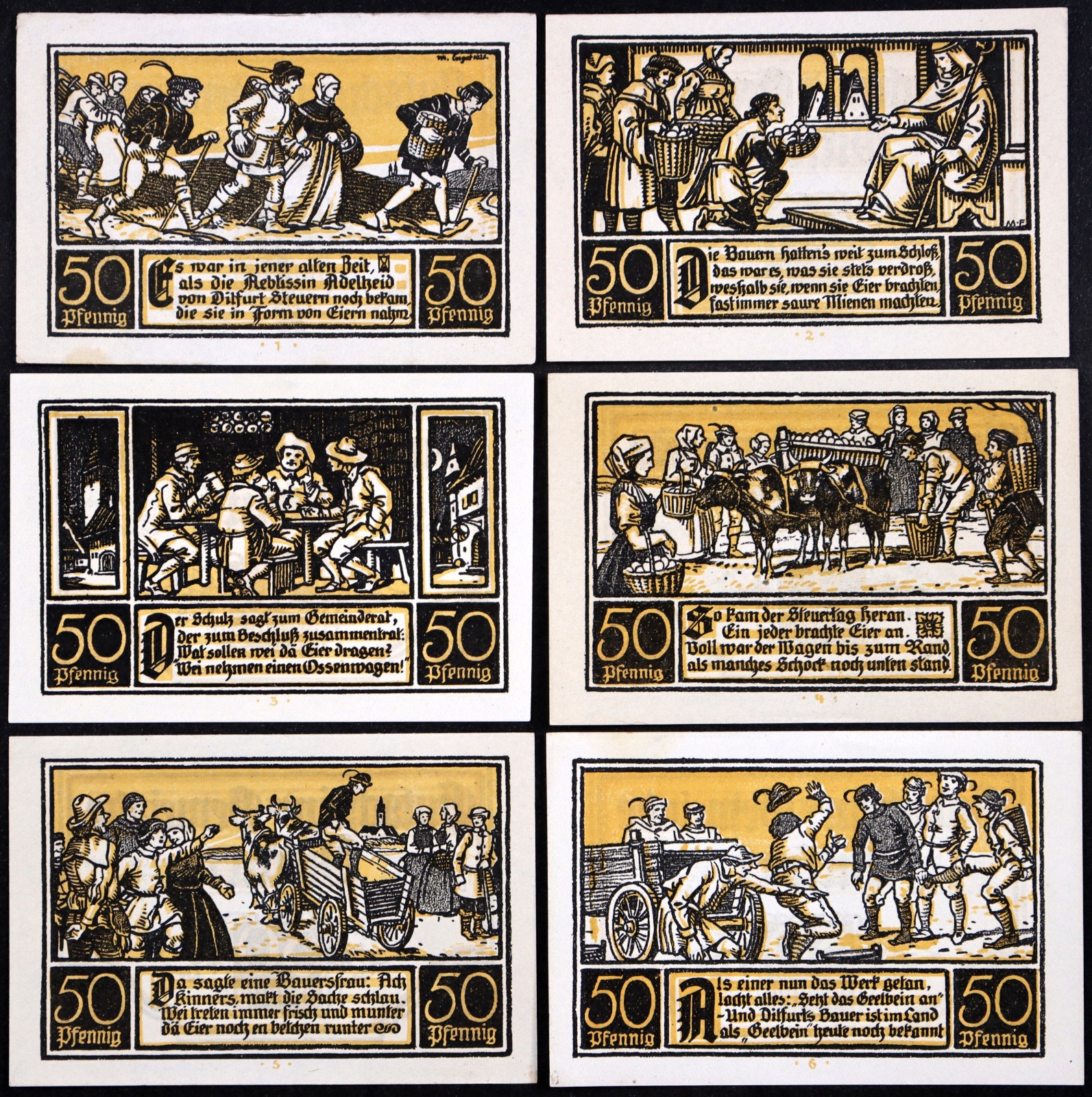 DITFURT 1921 "Geelbein (Yellow Leg)" Complete Series German Notgeld