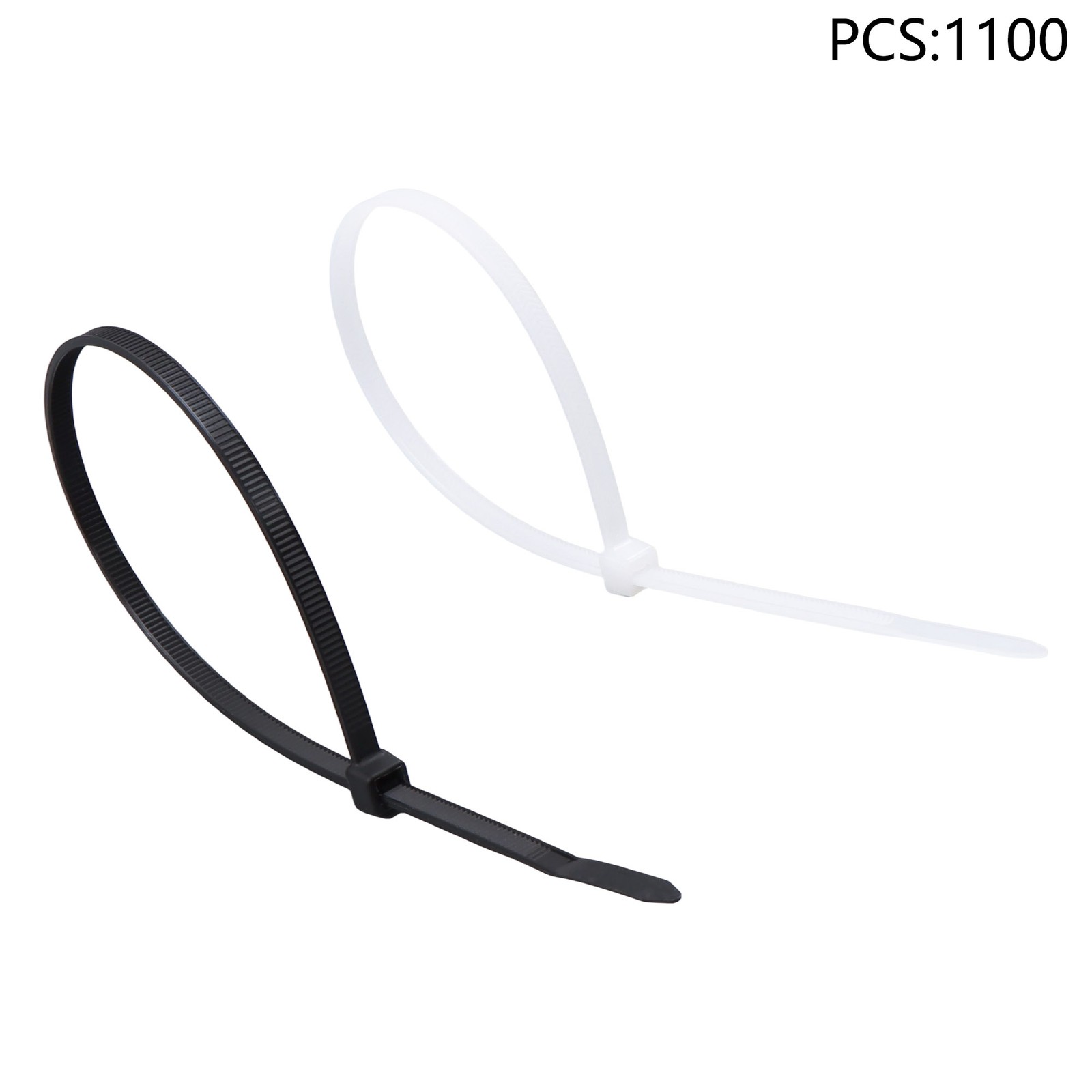 Nylon Self-locking Cable Ties 12" 50 lbs — 1000-Pack Black, 100-Pack White