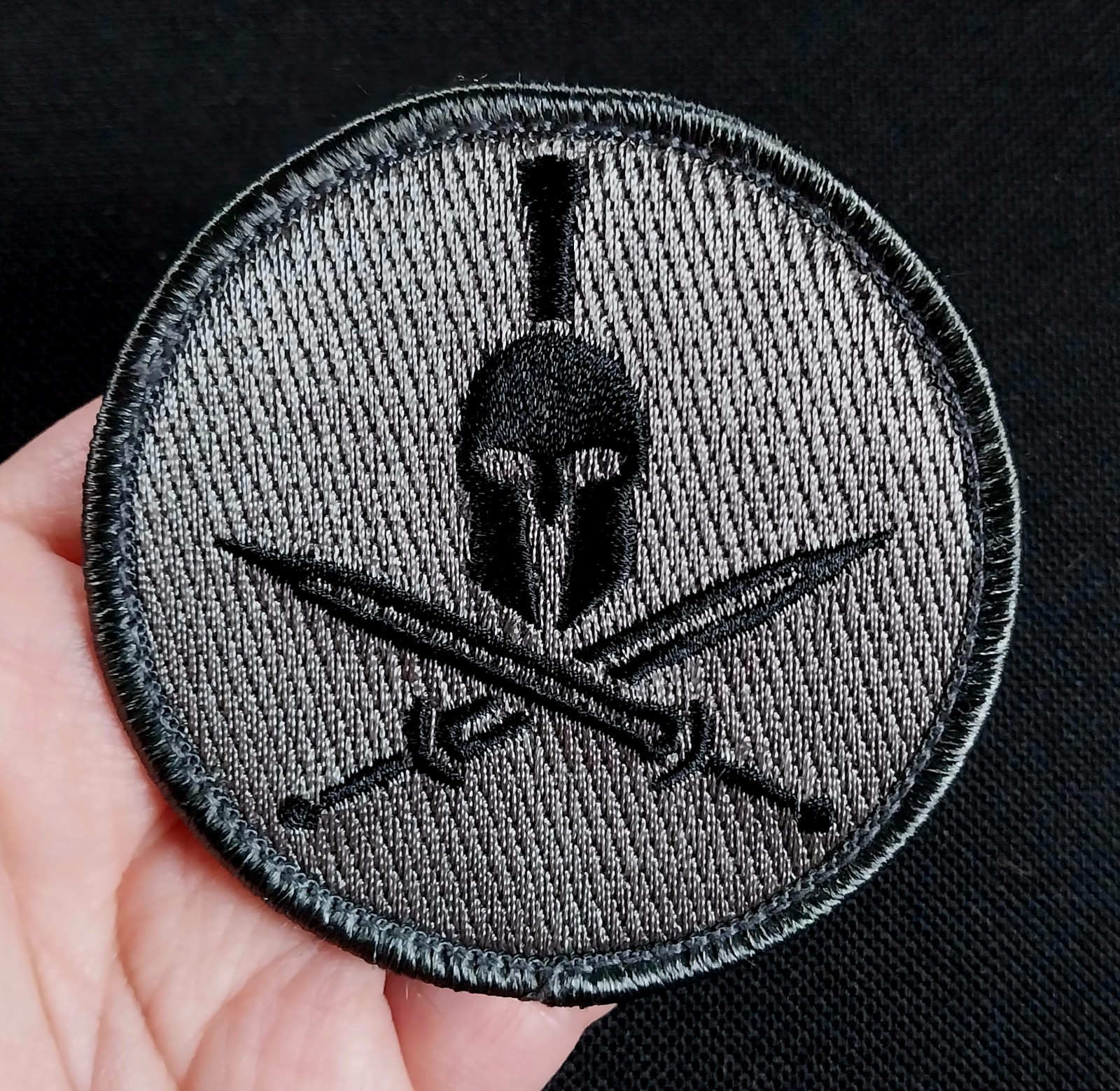 MSM ~ SPARTAN CROSS SWORDS ~ Embroidered HOOK Back Morale Combat PATCH ACU DARK