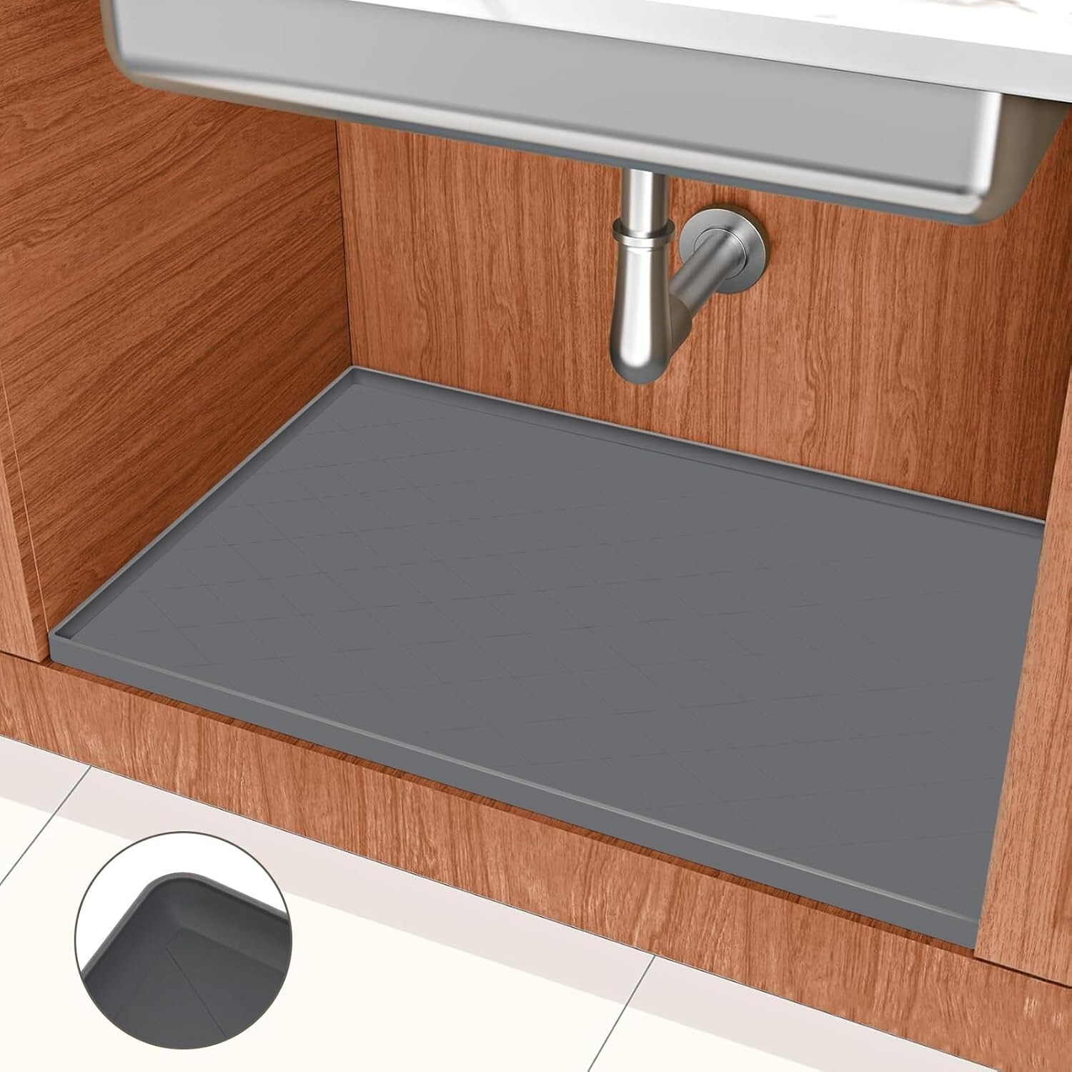 Alfombrilla de silicona para debajo del fregadero de cocina de 34 x 22 pulgadas