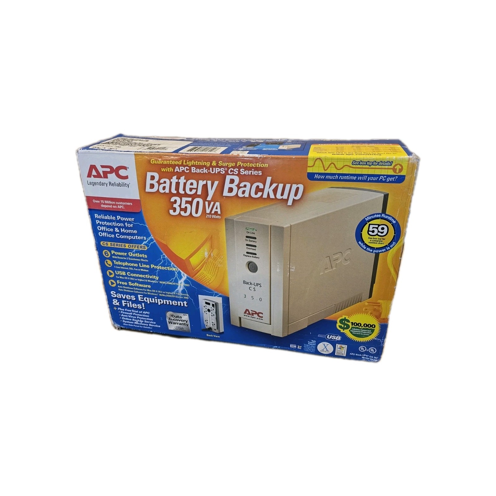 APC Back-UPS CS Series Battery Backup 350 (BK350) 210W