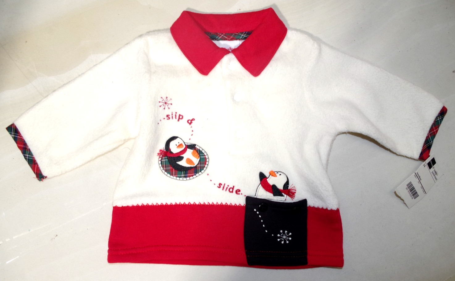 C11 NWT Baby Okiedokie Boys 3-6 Months Xmas HOLIDAY Fleece Plaid SHIRT Top