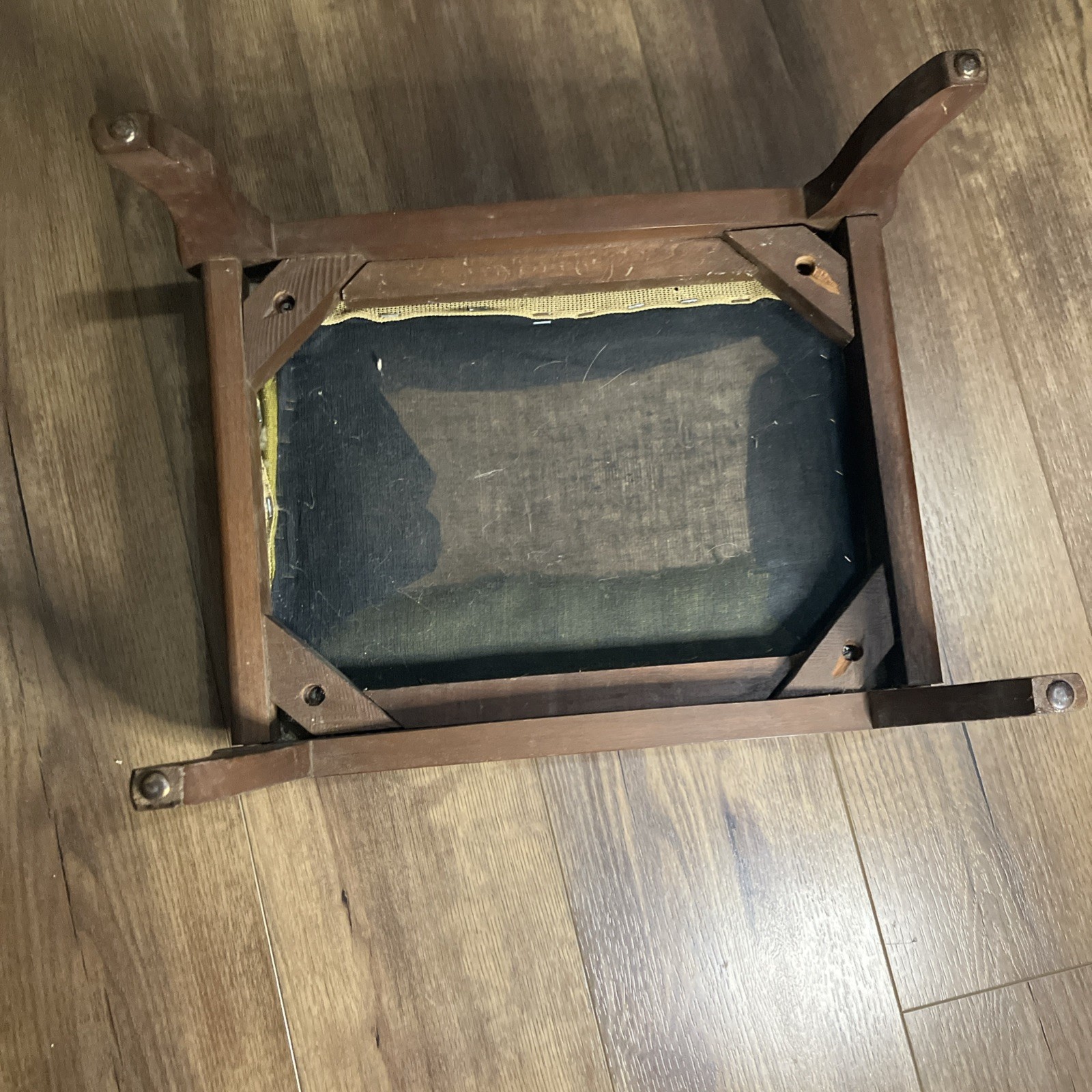 Vtg Needlepoint Stool Rectangular Floral 16.5”x12.5”x9.5”