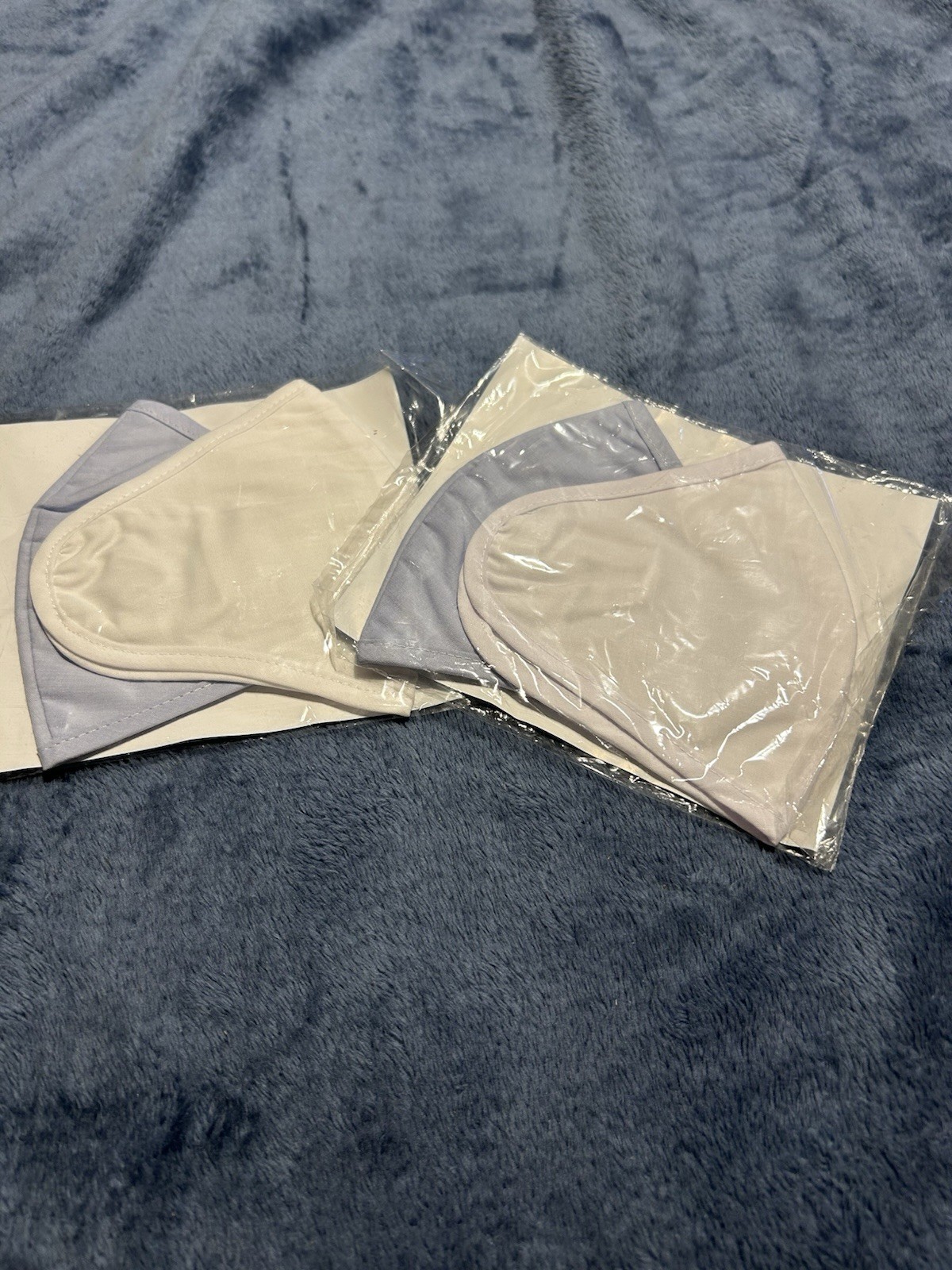 Set Of 4 -Cotton Polyester Protective Face Covering  Mask Washable Blue White 1A