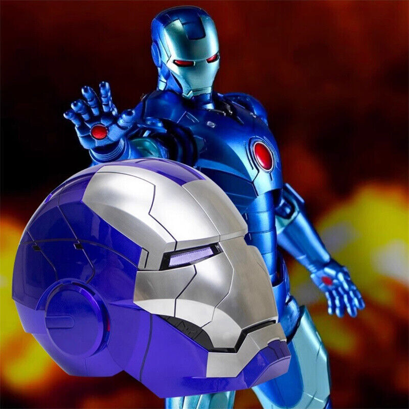 Iron Man 1/1 MK5 Blue Helmet Wearable Voice Control English Mask Adult Cosplay