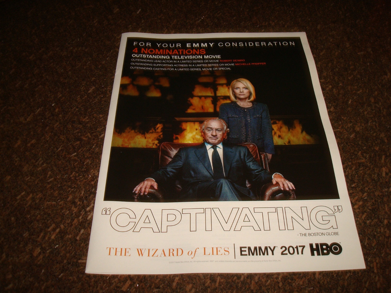 THE WIZARD OF LIES 2017 Emmy ad Robert DeNiro, Michelle Pfeiffer, Best Movie