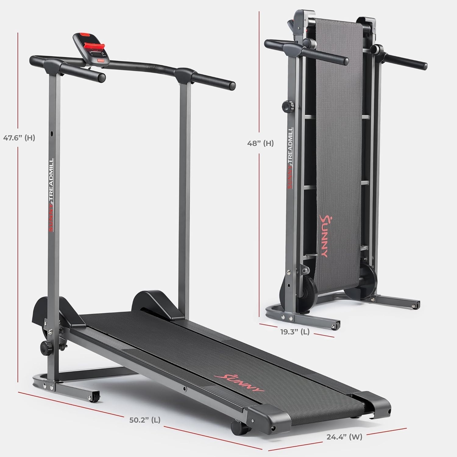 Space-Saving Manual Walker with LCD Display & Bluetooth for Tailored Workouts