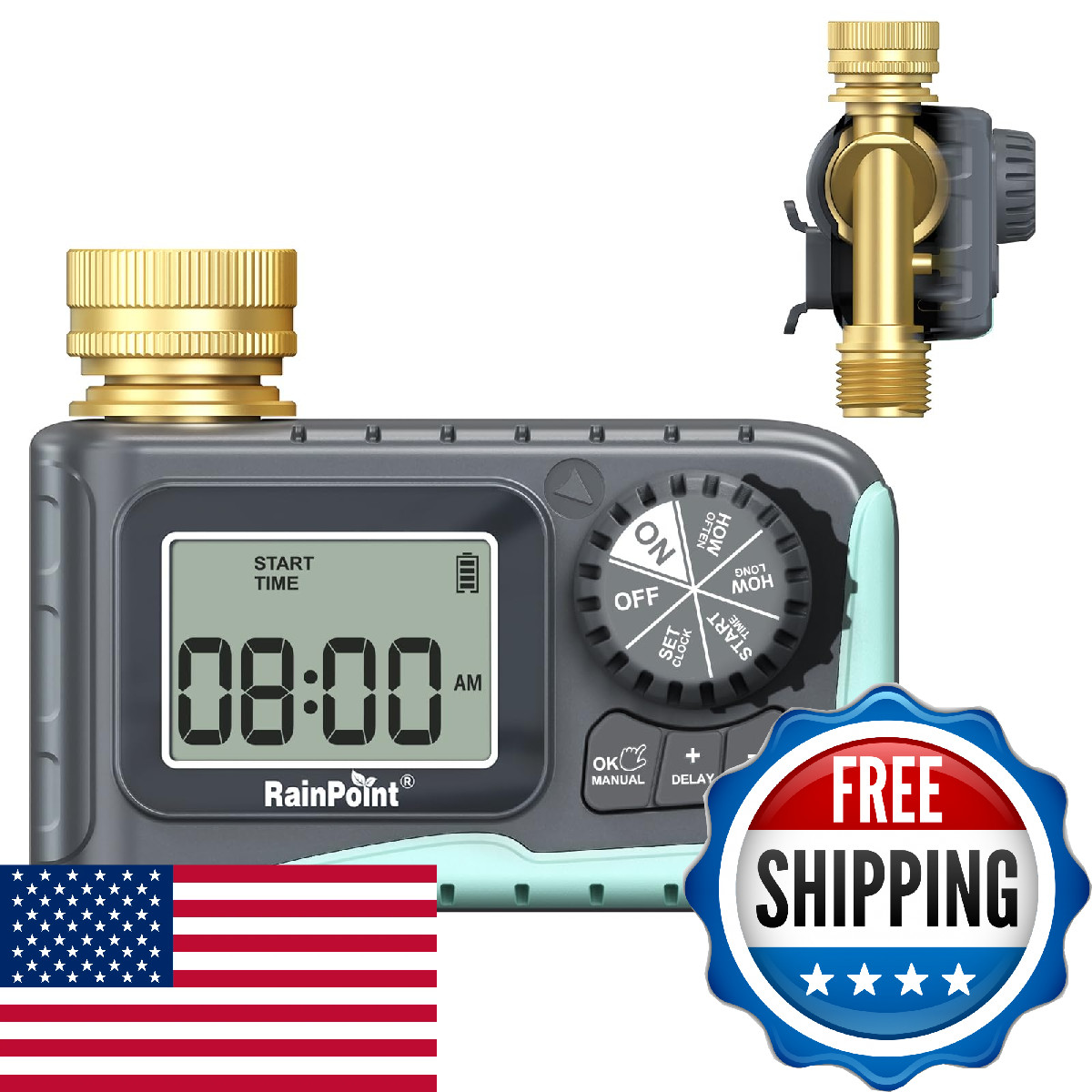 Rainpoint Sprinkler Timer 100 Metal Pipe Water Timer For Hose Programmable Hose