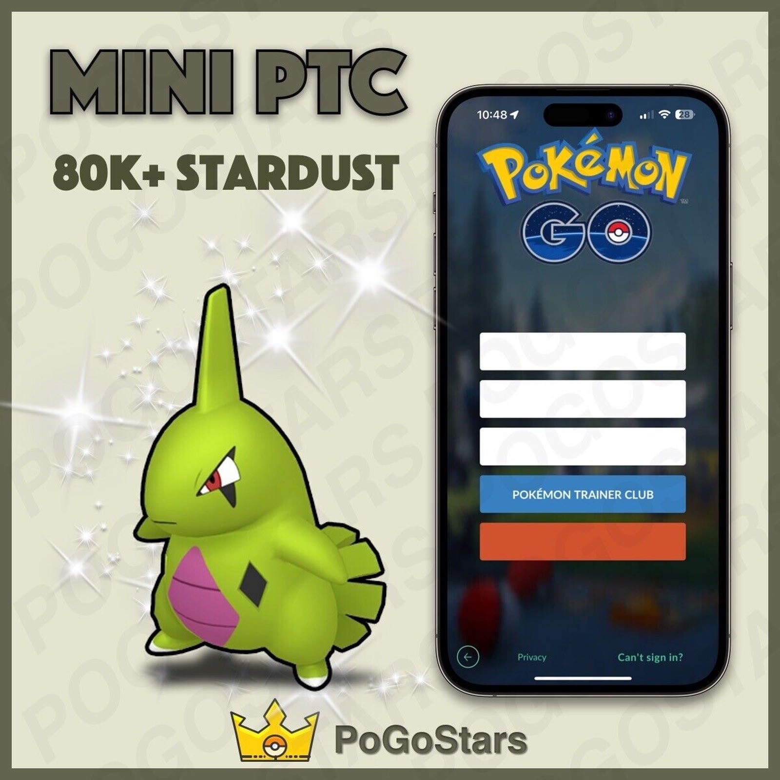 Pokémon PTC GO - Shiny Larvitar - 80K Stardust✨Read Description✨