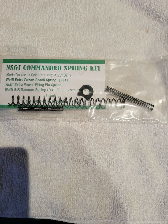 CUSTOM WOLFF SPRING KIT w/20, 22, 24, 26# RECOIL for a 1911 COMMANDER W/4.25"