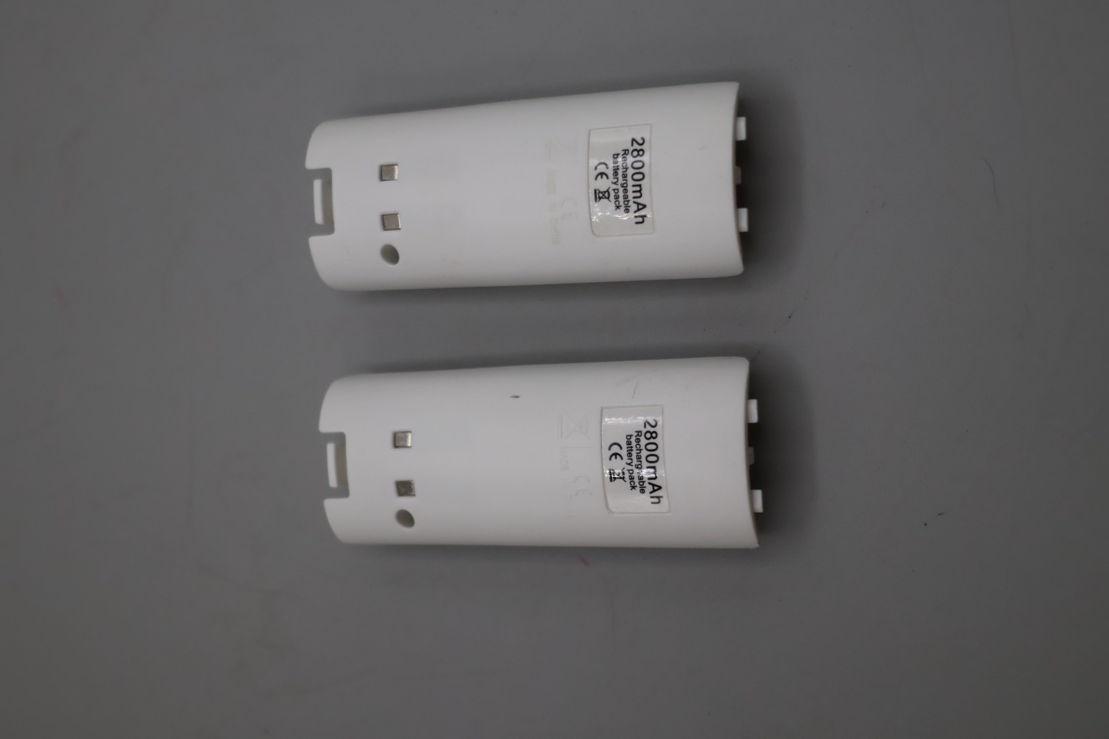 2 Pack 2800 mah Rechargeable Batteries for Wii Remote Controller (White)