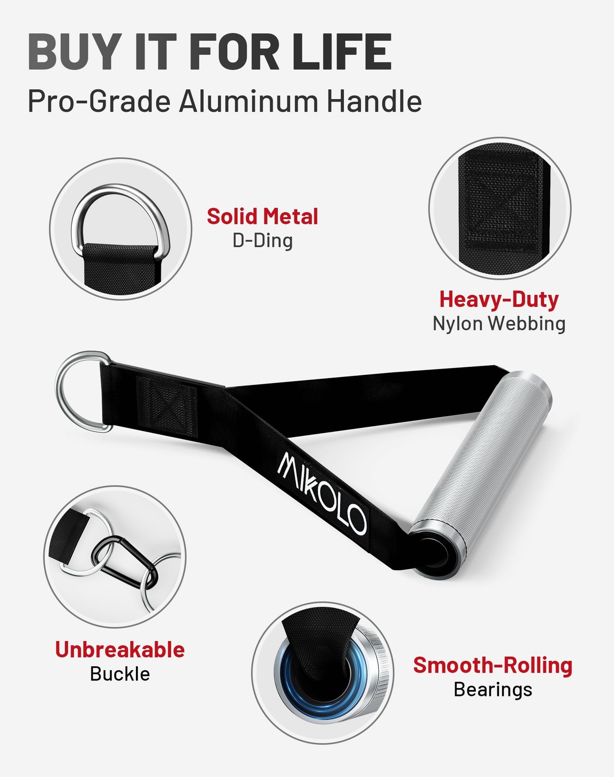 Aluminum Alloy Cable Machine Handles, Exercise Handles D Handle Cable Attachm...