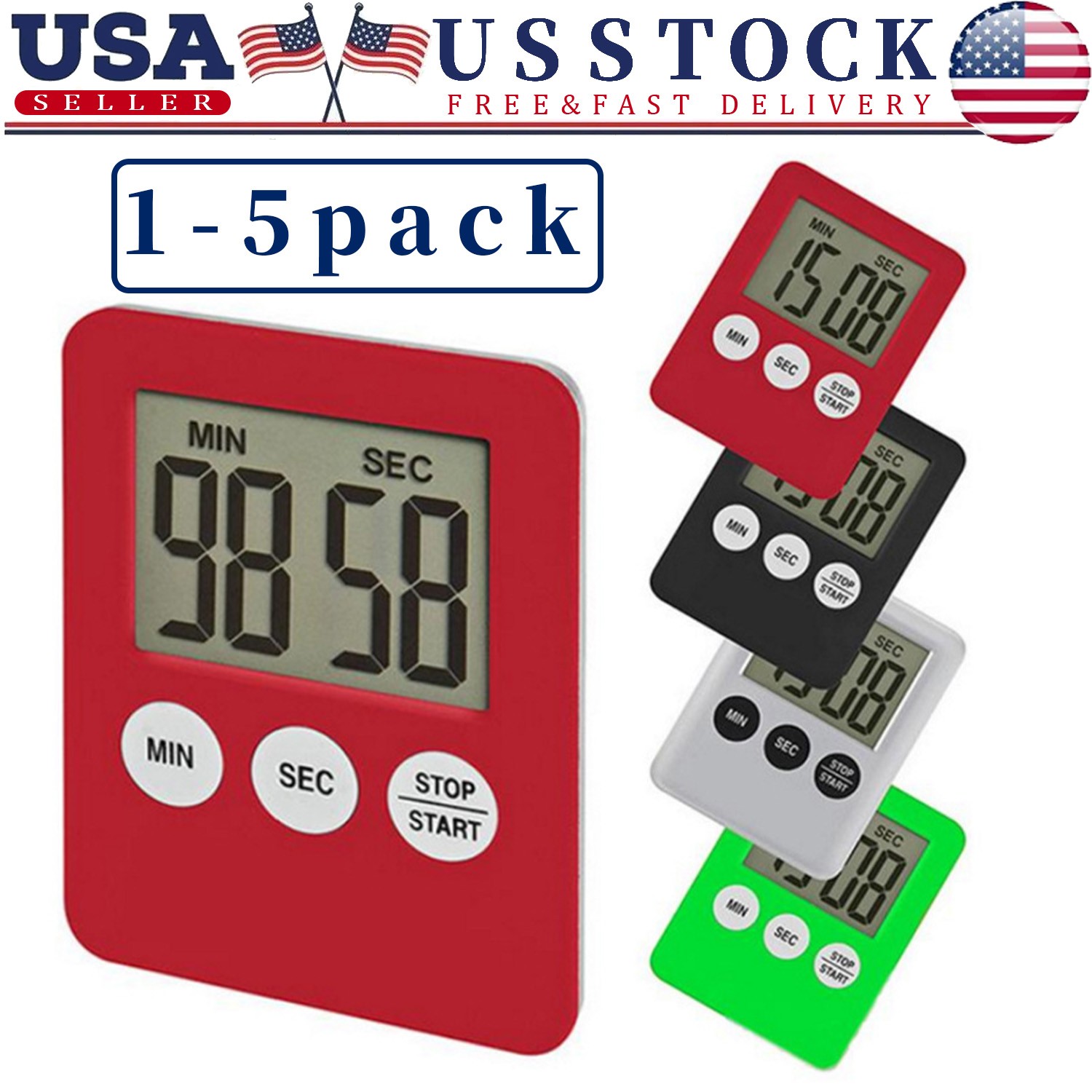 Large LCD Digital Kitchen Cooking Timer Count-Down Up Clock Loud Alarm Magnetic